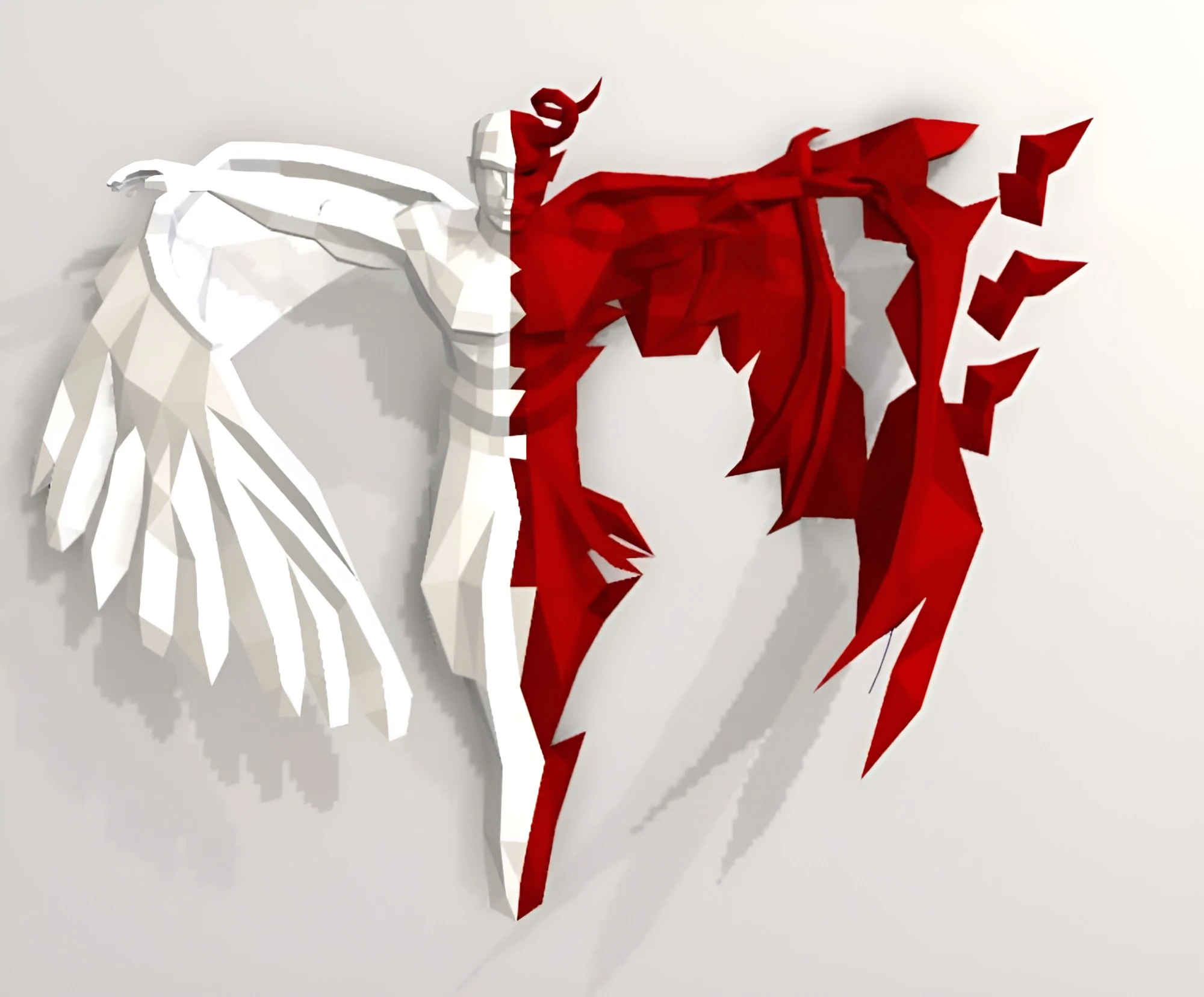 Angel and Demon Papercraft, PDF Template, DIY 3d Model, FanArt, Paper Sculpture, Low Poly, Pepakura Craft, Manualidad