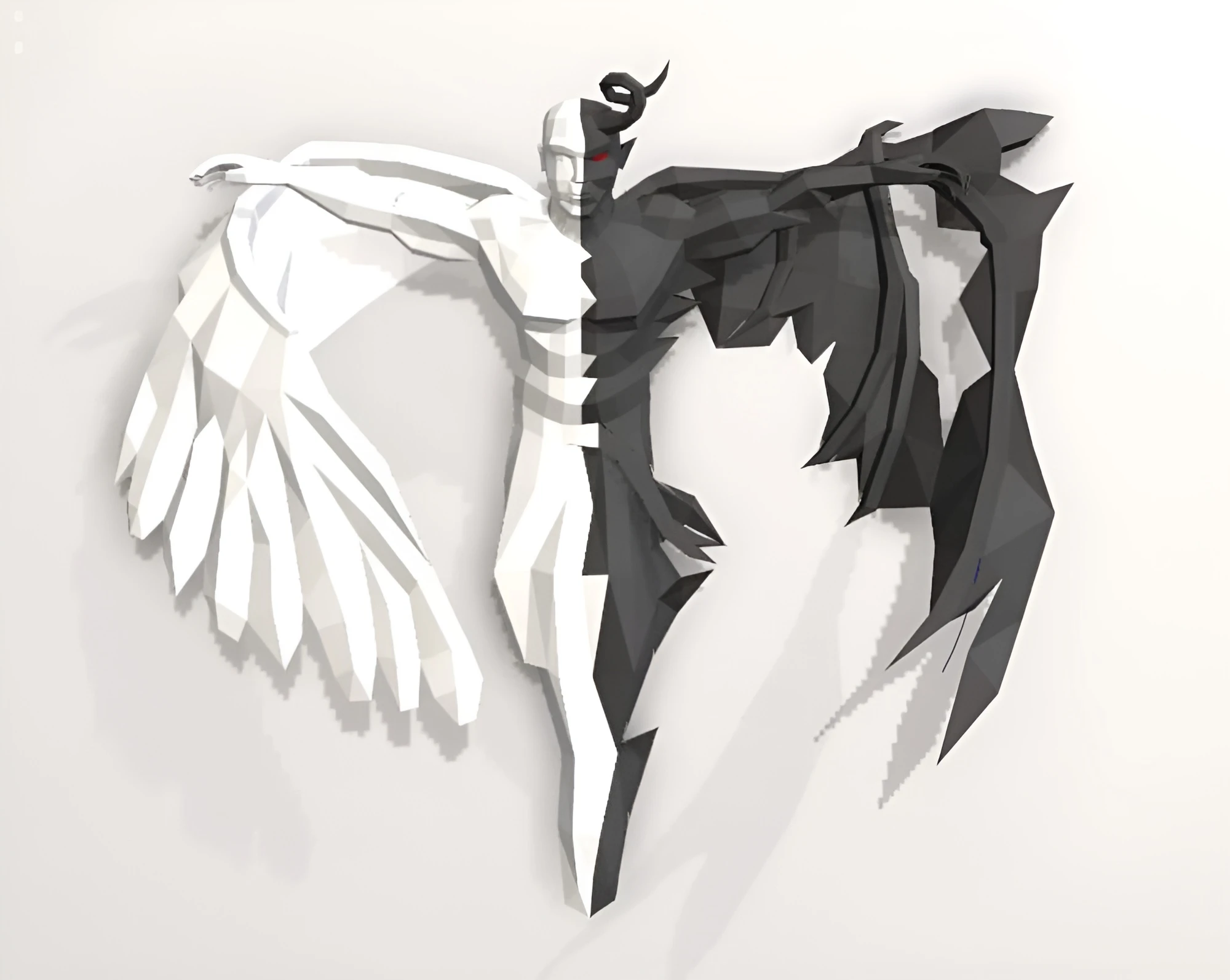 Angel and Demon Papercraft, PDF Template, DIY 3d Model, FanArt, Paper Sculpture, Low Poly, Pepakura Craft, Manualidad