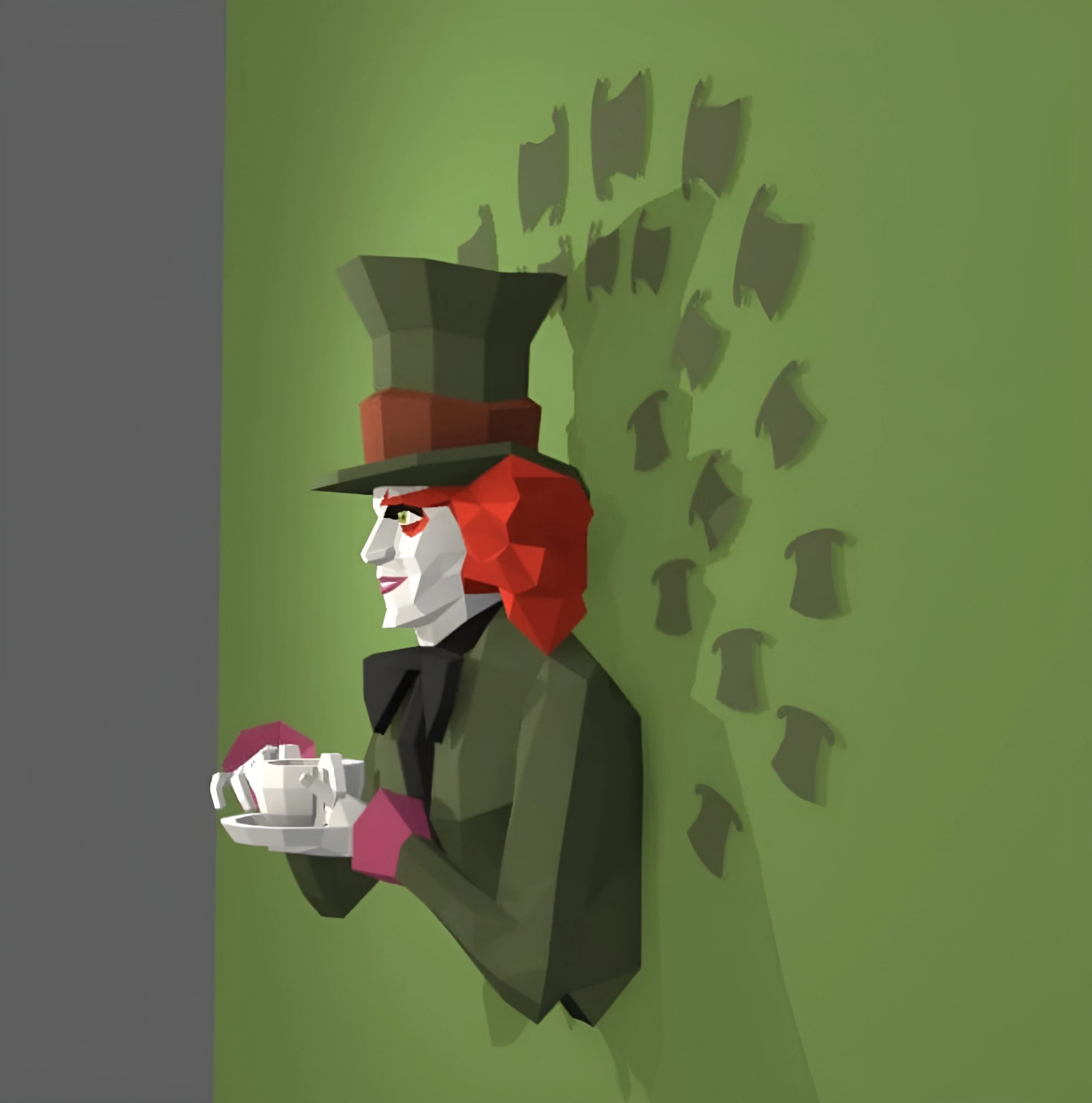 The Mad Hatter, El Sombrero Loco wall hanging papercraft, Alice's Adventures in Wonderland, Papercraft, Lowpoly Papercraft, Lowpoly