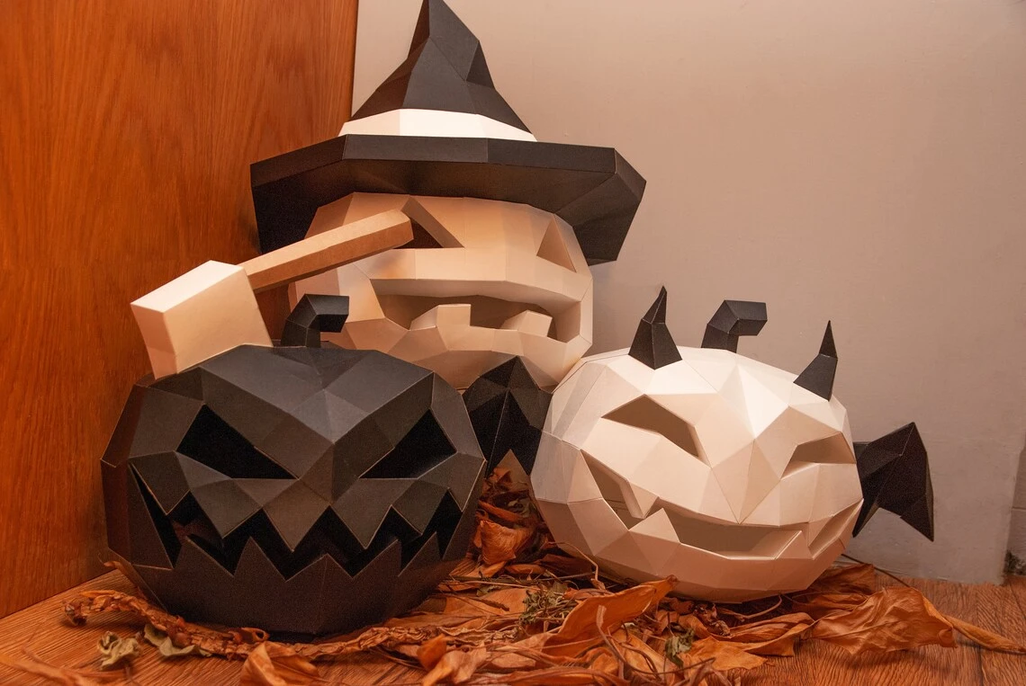 Wizard Hat Pumpkin ,Papercraft , DIY , Low poly , PDF Papercraft , Wizard Hat