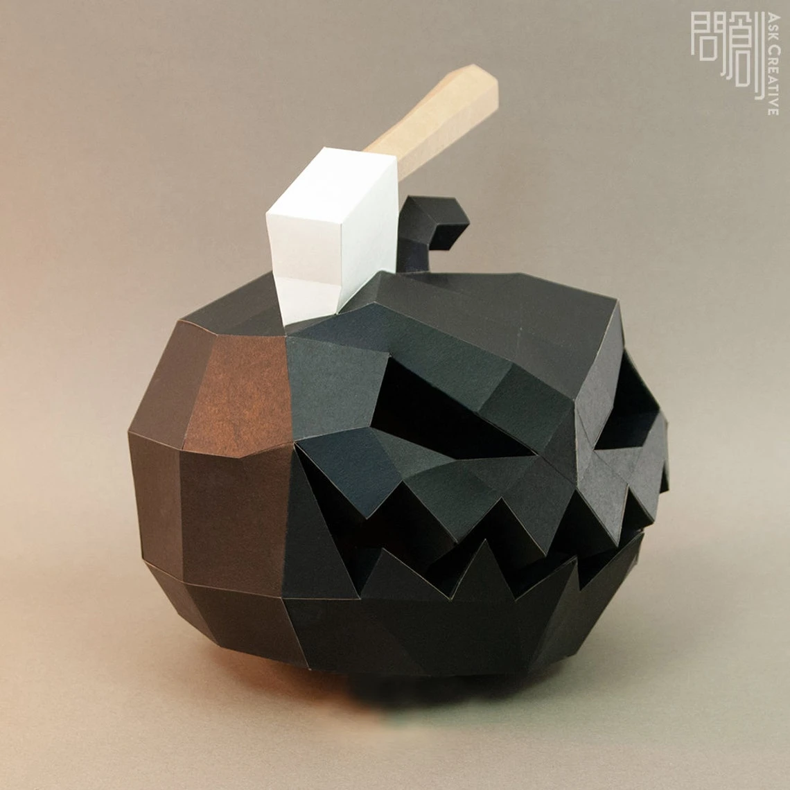 Axe Pumpkin ,Papercraft , DIY , Low poly , PDF Papercraft , Wizard Hat , Halloween