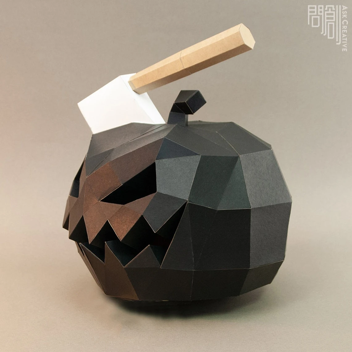 Axe Pumpkin ,Papercraft , DIY , Low poly , PDF Papercraft , Wizard Hat , Halloween