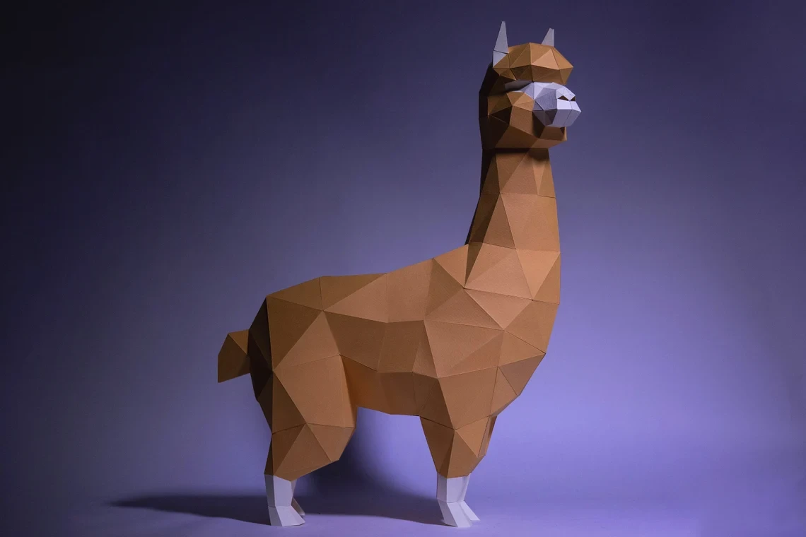 Alpaca, Lama Paper Craft, Digital Template, Origami, PDF Download DIY, Low Poly, Trophy, Sculpture, Model