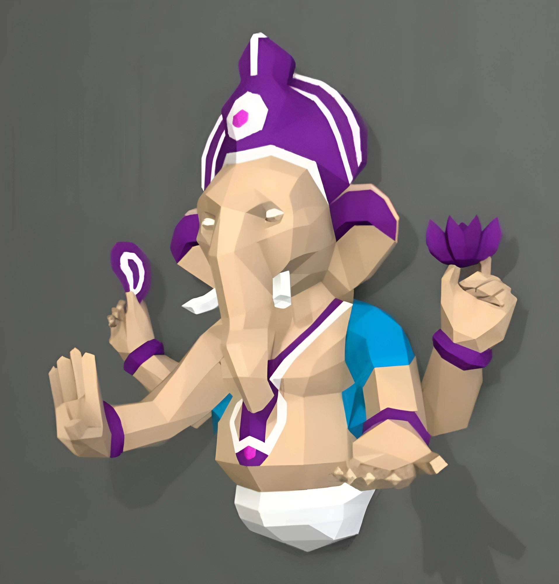 Ganesha Papercraft, PDF Template, DIY 3d Model, FanArt, Paper Sculpture, Low Poly, Pepakura Craft, Manualidad