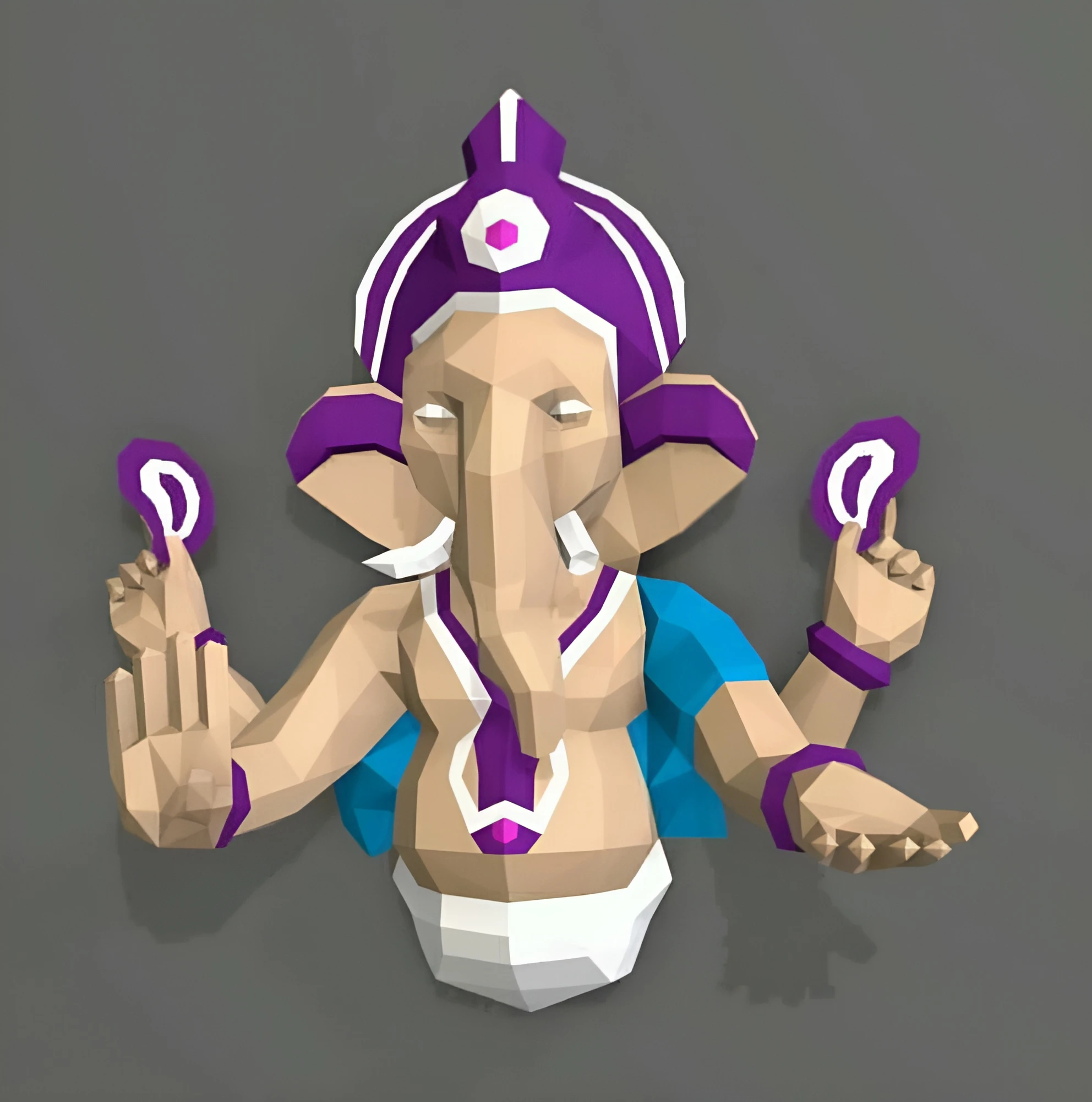 Ganesha Papercraft, PDF Template, DIY 3d Model, FanArt, Paper Sculpture, Low Poly, Pepakura Craft, Manualidad