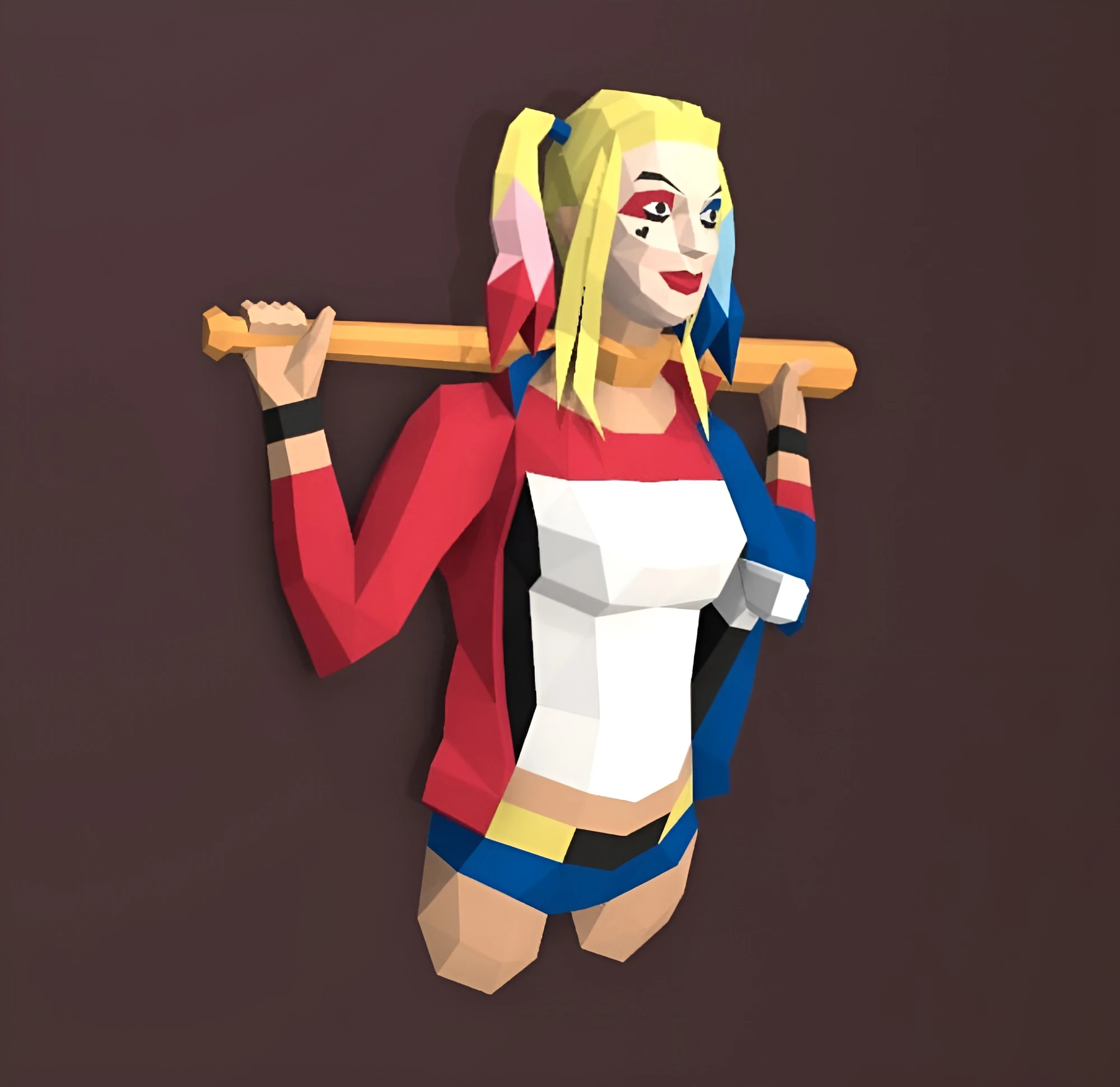 Harley Quinn, Suicide Squad Papercraft, PDF Template, DIY 3d Model, FanArt, Paper Sculpture, Low Poly, Pepakura Craft, Manualidad