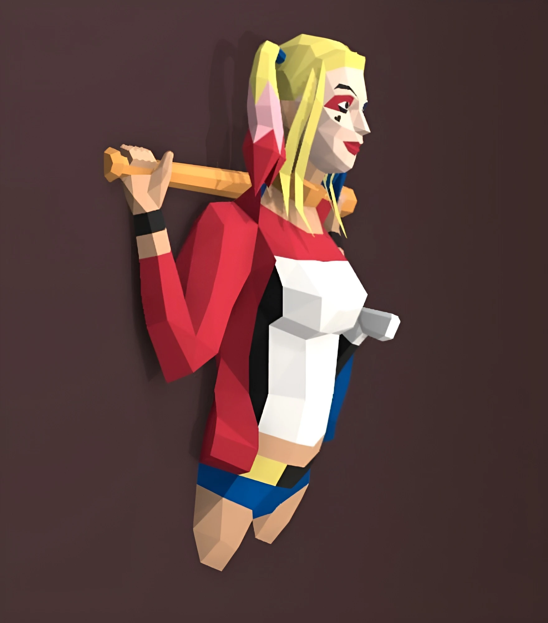 Harley Quinn, Suicide Squad Papercraft, PDF Template, DIY 3d Model, FanArt, Paper Sculpture, Low Poly, Pepakura Craft, Manualidad