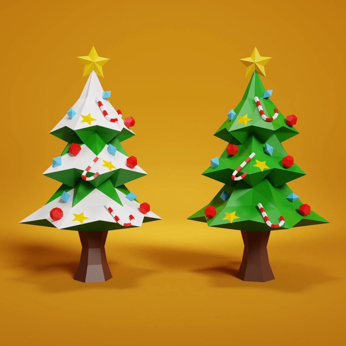 Christmas Tree Papercraft 3D DIY low poly paper crafts Christmas Holidays decor template