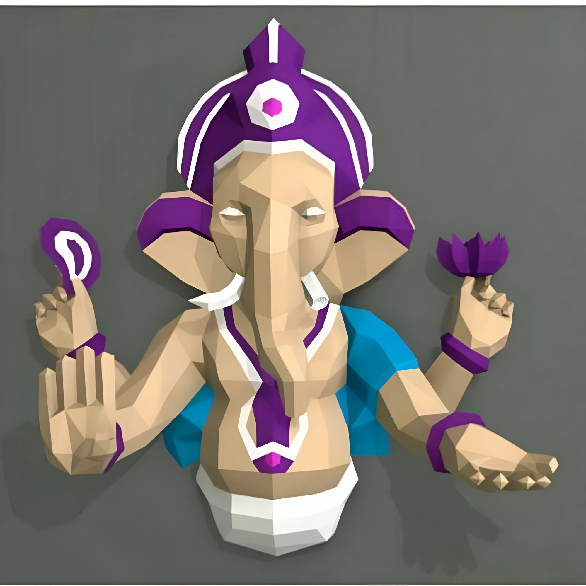 Ganesha Papercraft, PDF Template, DIY 3d Model, FanArt, Paper Sculpture, Low Poly, Pepakura Craft, Manualidad