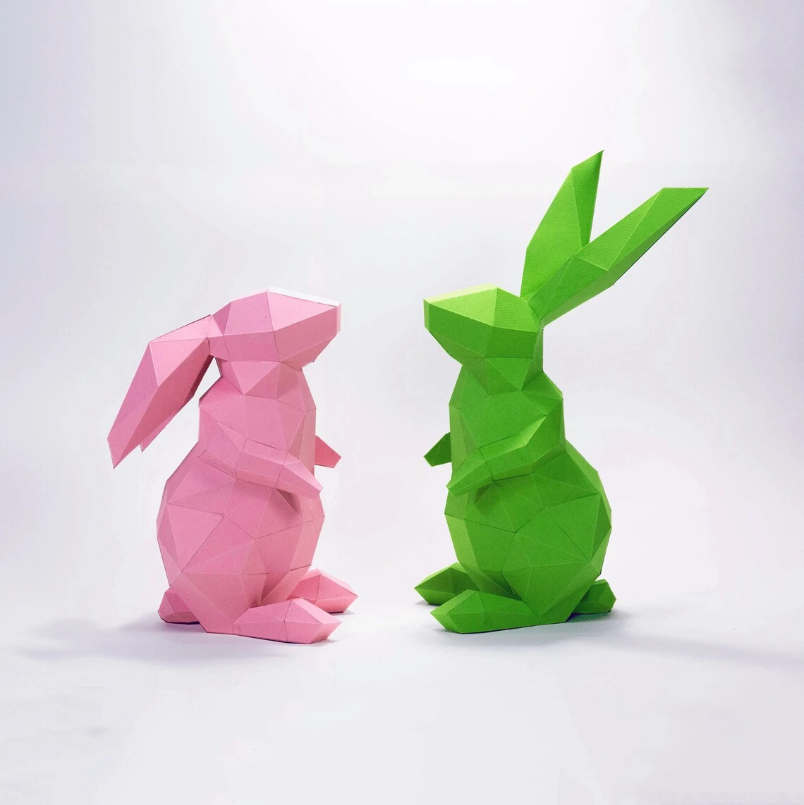 Bunny Paper Craft, Digital Template, Origami, PDF Download DIY, Low Poly, Trophy, Sculpture, 3D Model