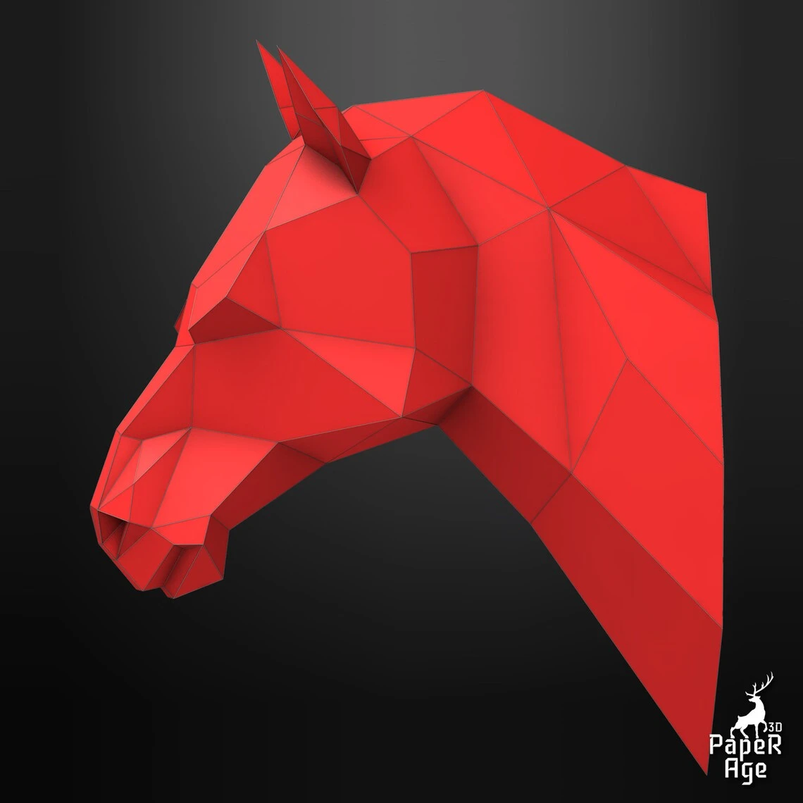 Horse, Papercraft, Pepakura, Lowpoly, Low Polygon, 3D Papercraft, handmade, Paper Sculptures, DIY origami, Design, Decor, trophy