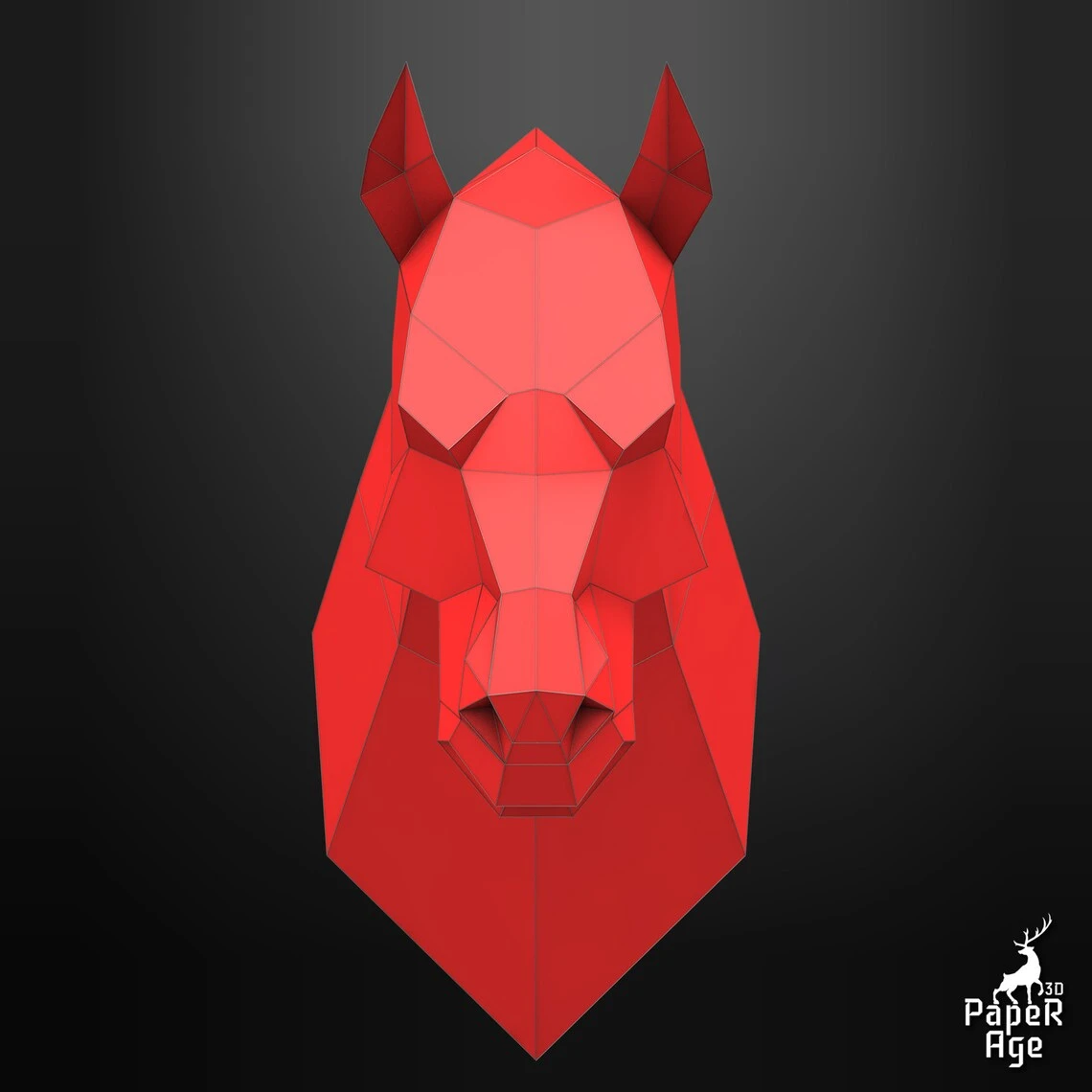 Horse, Papercraft, Pepakura, Lowpoly, Low Polygon, 3D Papercraft, handmade, Paper Sculptures, DIY origami, Design, Decor, trophy