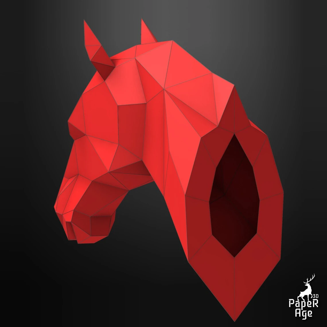 Horse, Papercraft, Pepakura, Lowpoly, Low Polygon, 3D Papercraft, handmade, Paper Sculptures, DIY origami, Design, Decor, trophy