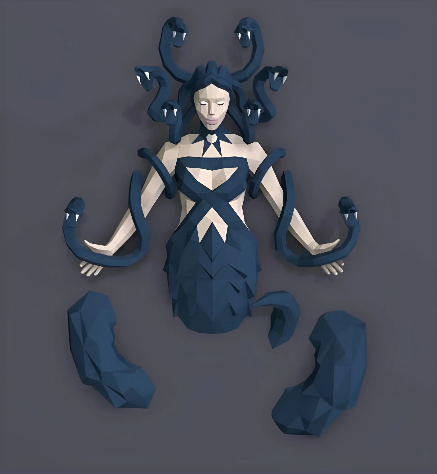 Medusa Papercraft, PDF Template, DIY 3d Model, FanArt, Paper Sculpture, Low Poly, Pepakura Craft, Manualidad