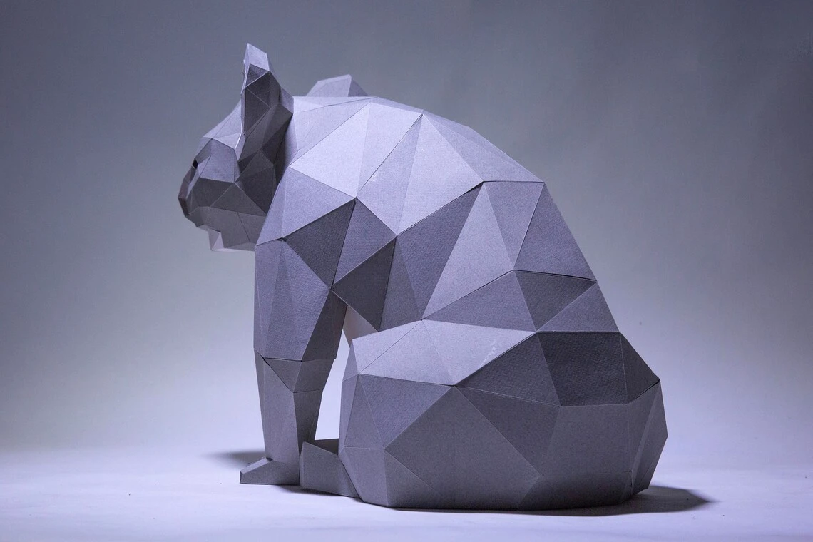 Koala Paper Craft, Digital Template, Origami, PDF Download DIY, Low Poly, Trophy, Sculpture, Model