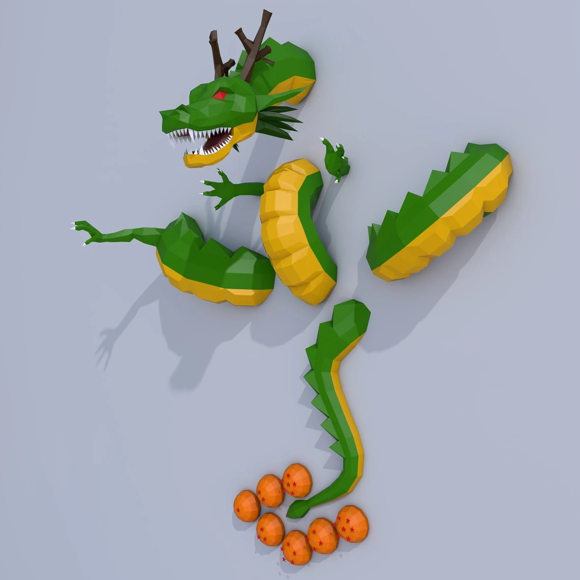 ShenLong, Dragon Ball Papercraft, PDF Template, DIY 3d Model, FanArt, Paper Sculpture, Low Poly, Pepakura Craft, Manualidad