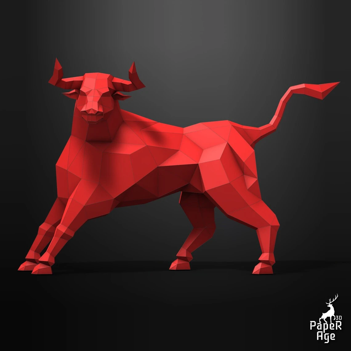 Bull, Papercraft, Pepakura, Lowpoly, Hard style, Low Polygon, 3D Papercraft, handmade, Paper Sculptures, DIY origami, Design, Decor, trophy