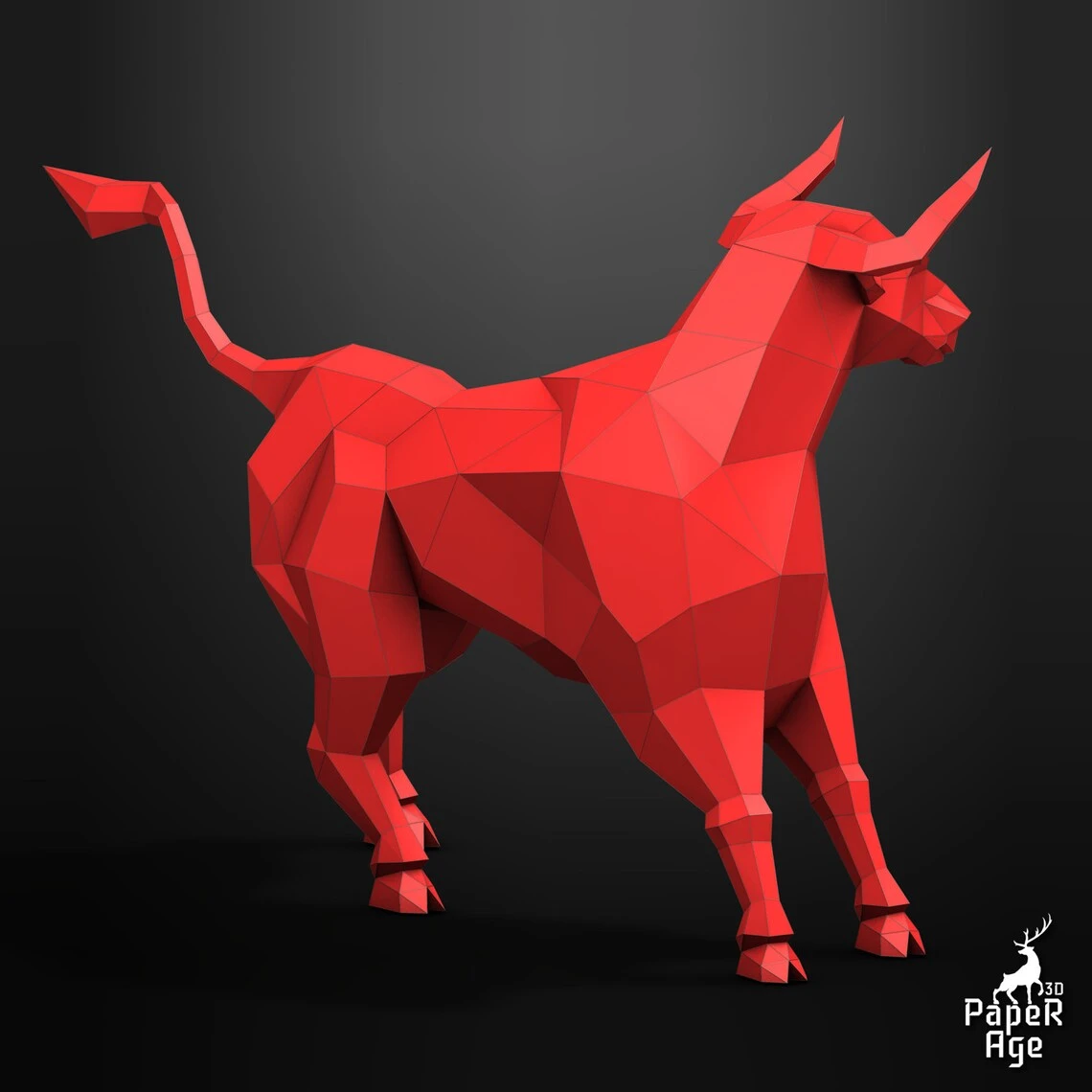 Bull, Papercraft, Pepakura, Lowpoly, Hard style, Low Polygon, 3D Papercraft, handmade, Paper Sculptures, DIY origami, Design, Decor, trophy