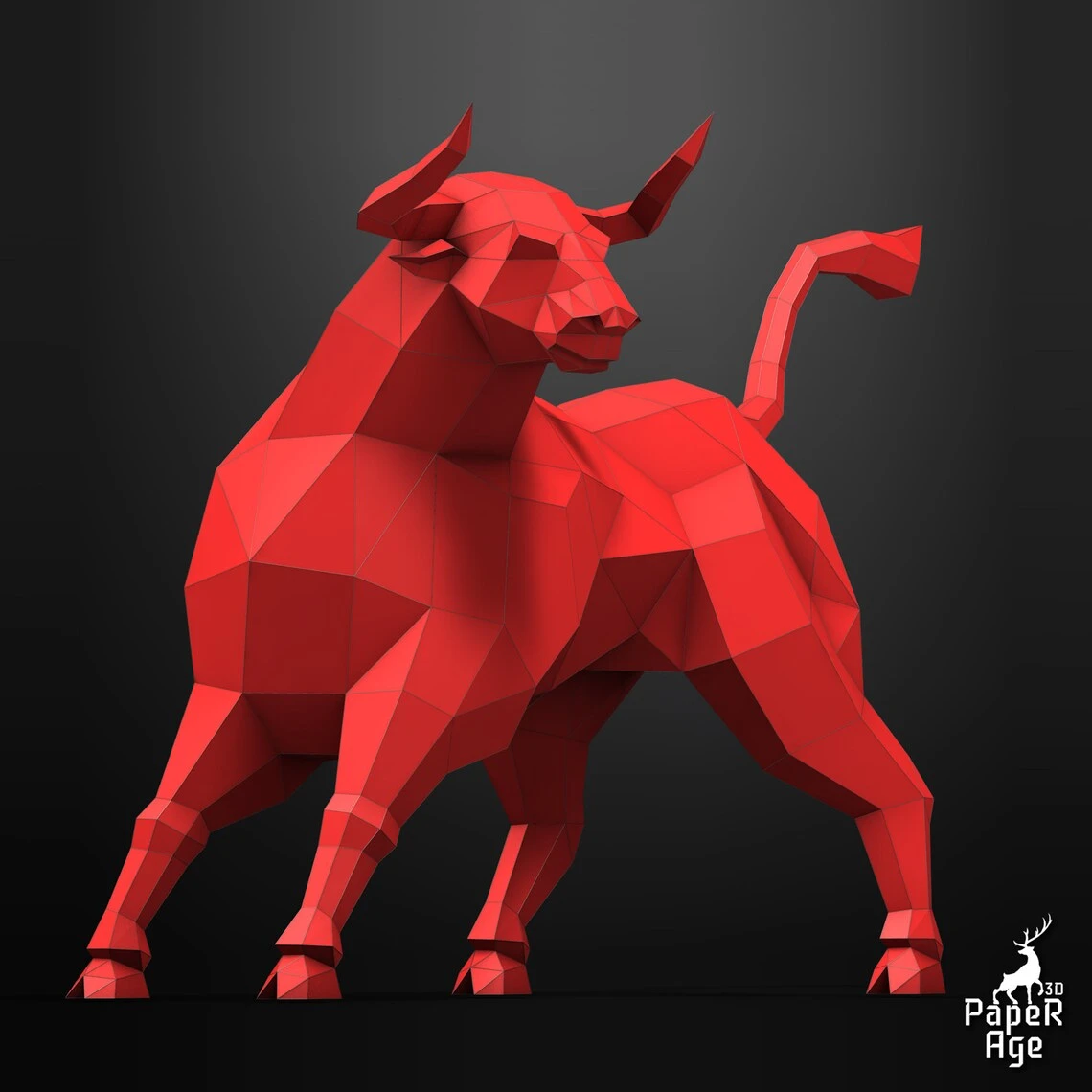 Bull, Papercraft, Pepakura, Lowpoly, Hard style, Low Polygon, 3D Papercraft, handmade, Paper Sculptures, DIY origami, Design, Decor, trophy