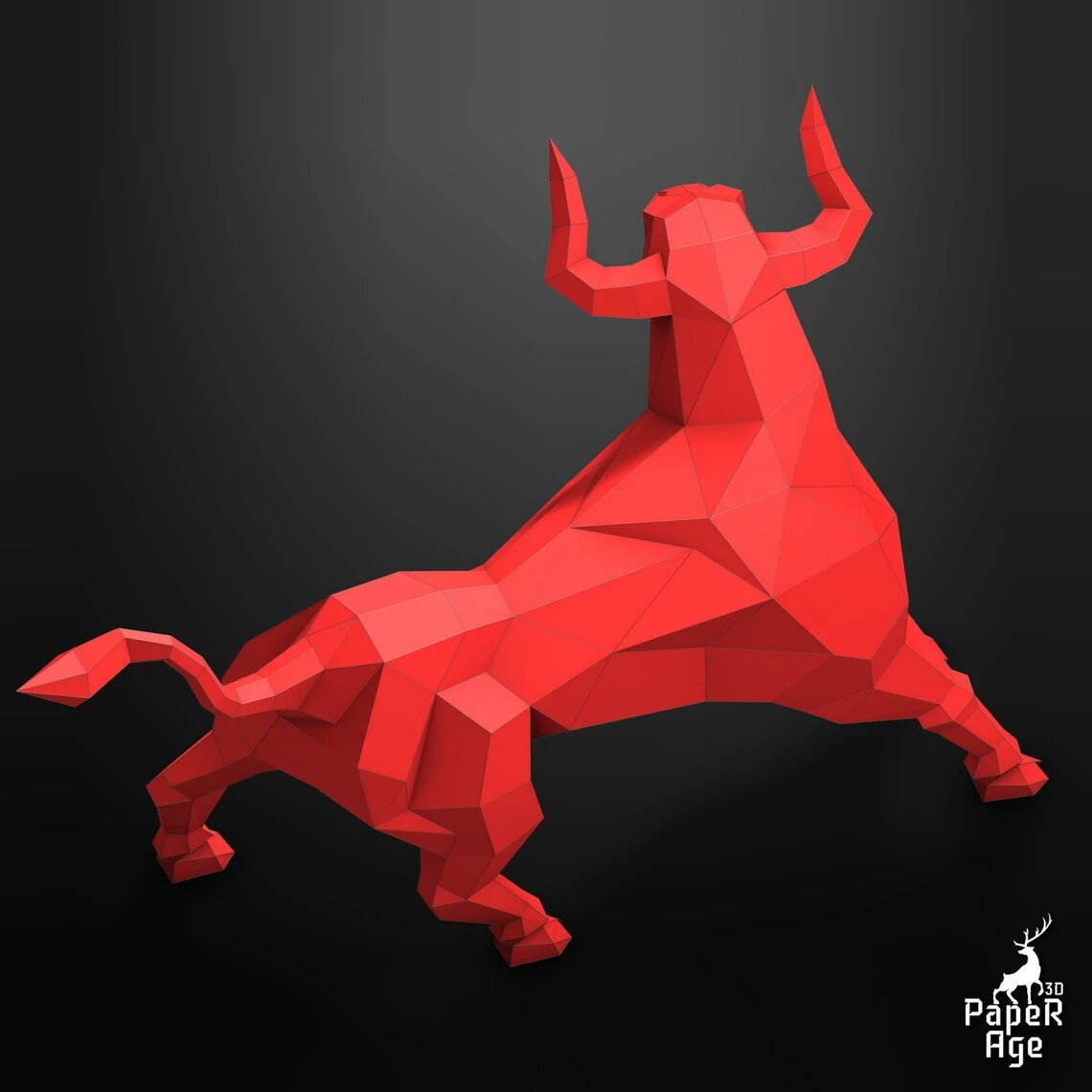 Bull, Papercraft, Pepakura, Lowpoly, Hard style, Low Polygon, 3D Papercraft, handmade, Paper Sculptures, DIY origami, Design, Decor, trophy