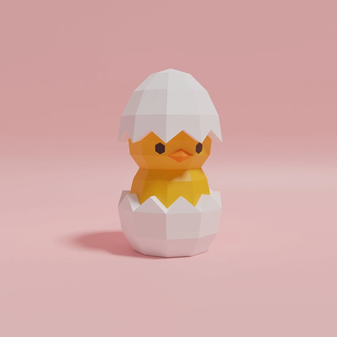 Chick in Egg Papercraft 3D DIY low poly paper crafts Easter decor model template