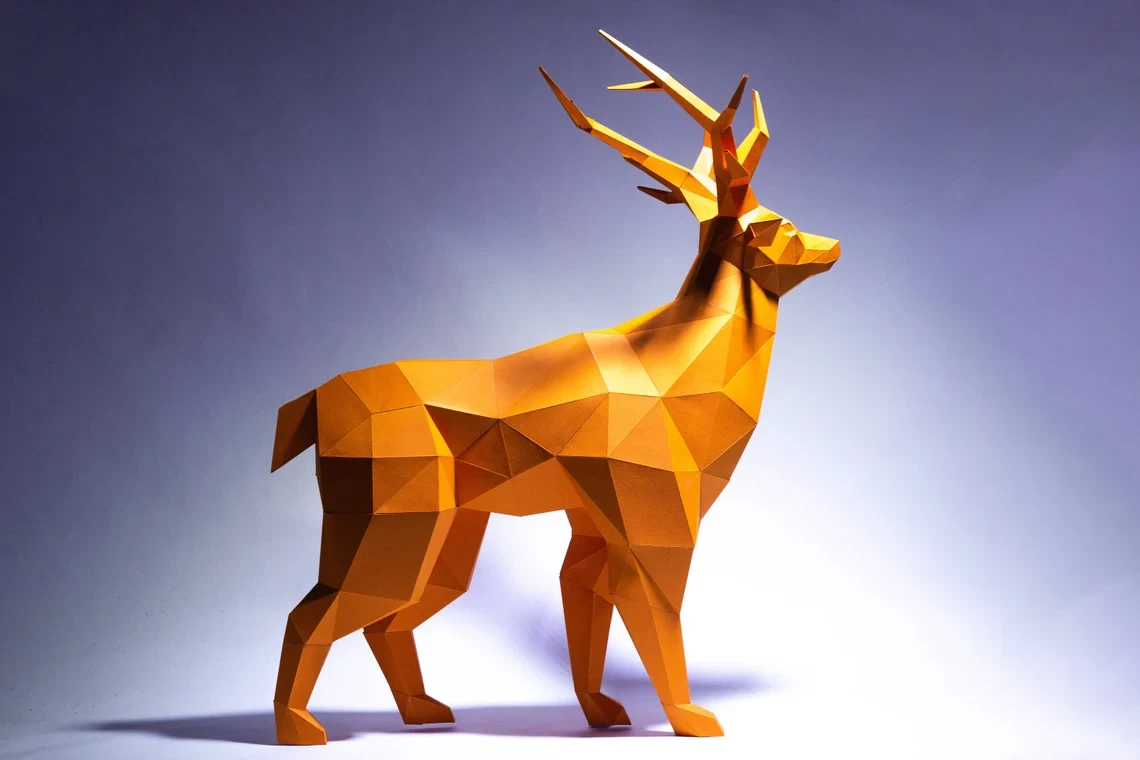 Deer Paper Craft, Digital Template, Origami, PDF Download DIY, Low Poly, Trophy, Sculpture, Model