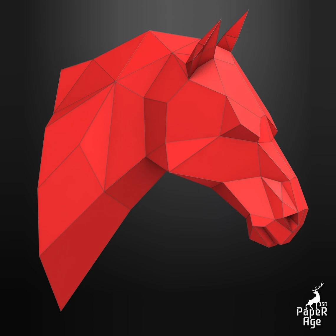 Horse, Papercraft, Pepakura, Lowpoly, Low Polygon, 3D Papercraft, handmade, Paper Sculptures, DIY origami, Design, Decor, trophy