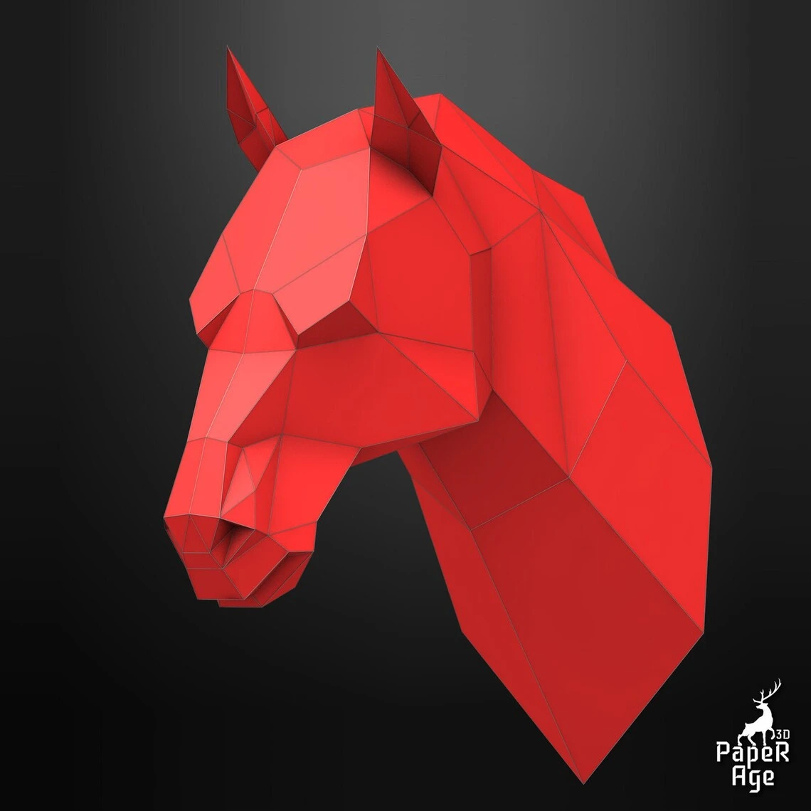 Horse, Papercraft, Pepakura, Lowpoly, Low Polygon, 3D Papercraft, handmade, Paper Sculptures, DIY origami, Design, Decor, trophy