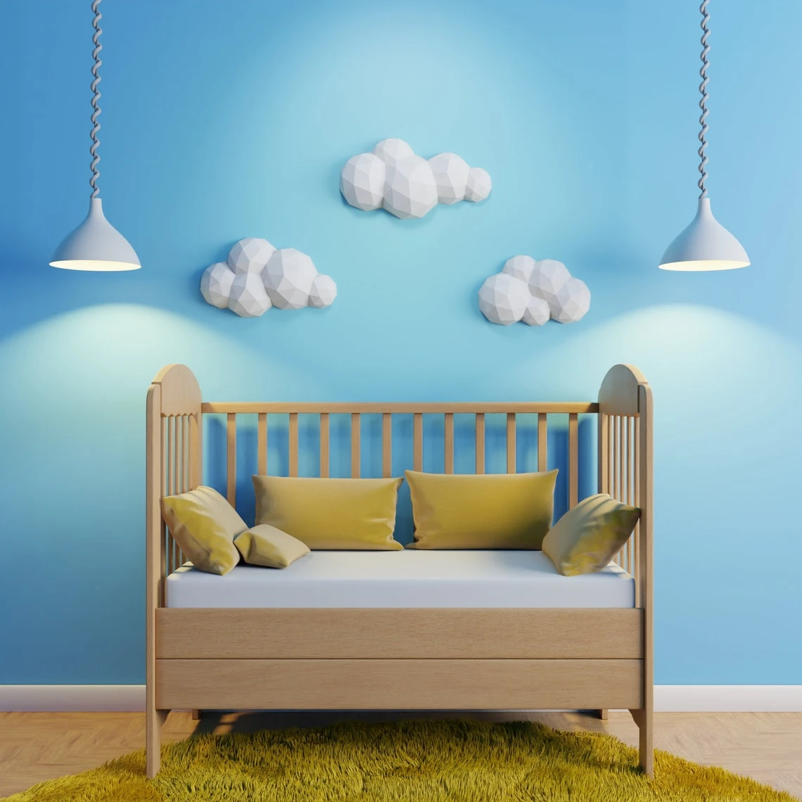 Clouds Papercraft 3D - DIY low poly paper crafts origami - nursery wall decor template