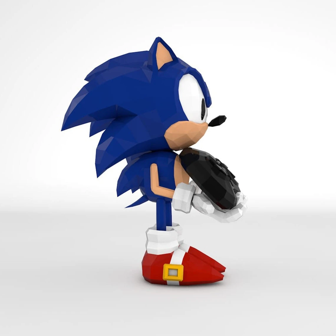 Sonic Hedgehog with Controller, Sonic Hedgehog hold Joystick, Sonic Edición Especial Papercraft, PDF Template, DIY 3d Model, FanArt, Paper Sculpture, Low Poly, Pepakura Craft, Manualidad