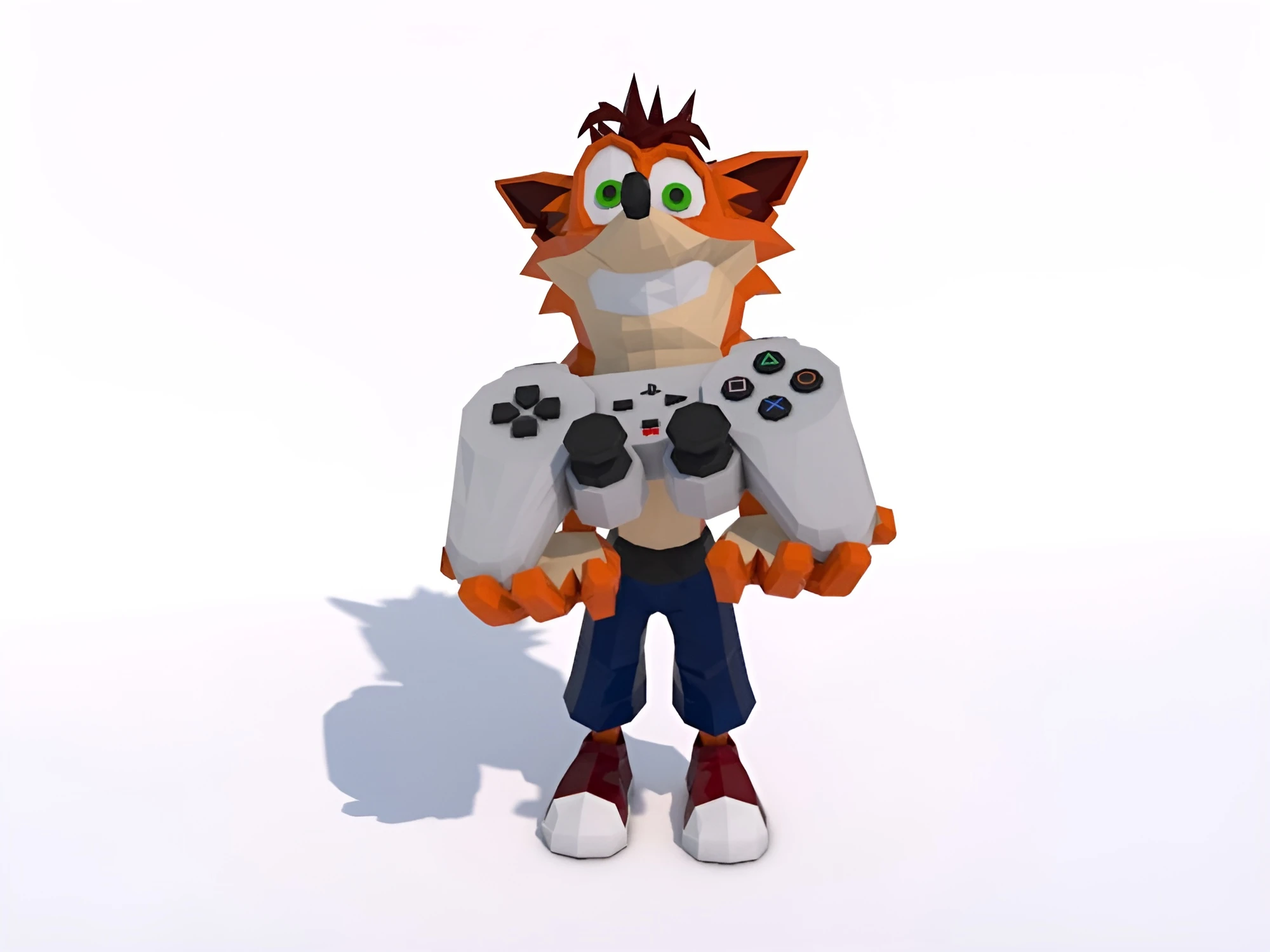 Crash Bandicoot with Controller, Crash hold Joystick, Crash Edición Especial Papercraft, PDF Template, DIY 3d Model, FanArt, Paper Sculpture, Low Poly, Pepakura Craft, Manualidad