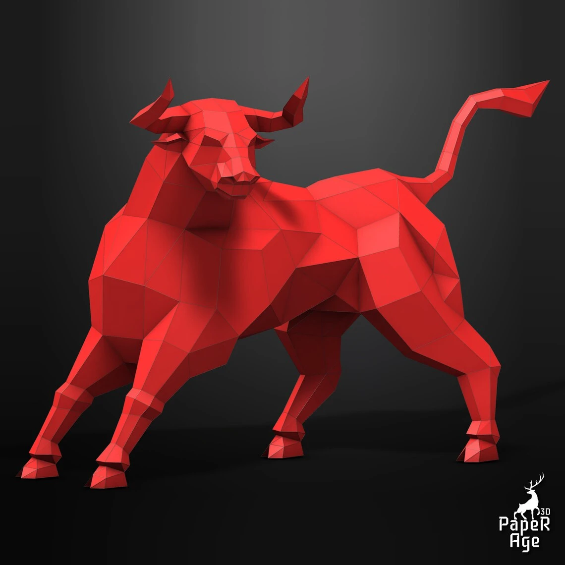 Bull, Papercraft, Pepakura, Lowpoly, Hard style, Low Polygon, 3D Papercraft, handmade, Paper Sculptures, DIY origami, Design, Decor, trophy