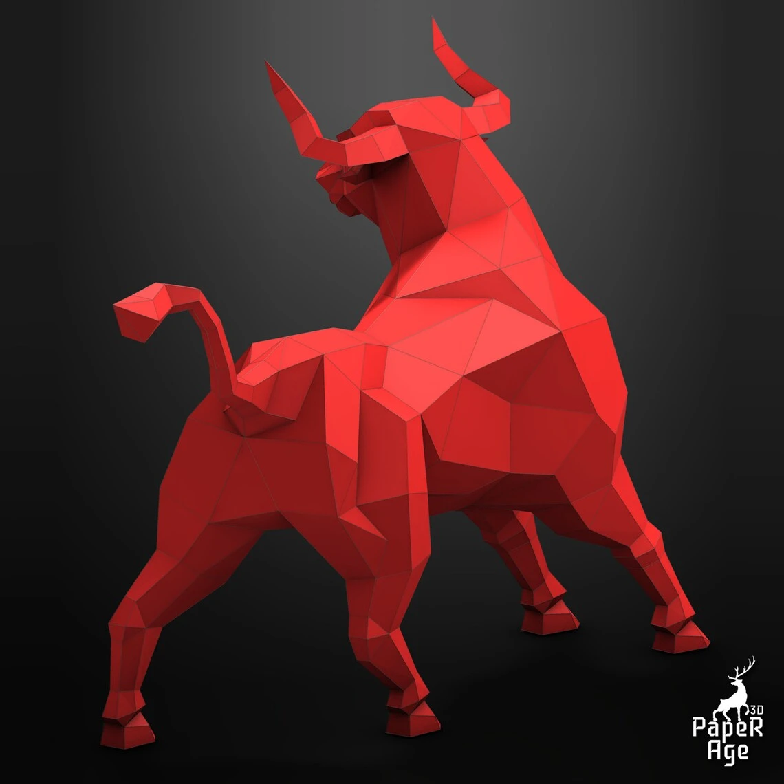 Bull, Papercraft, Pepakura, Lowpoly, Hard style, Low Polygon, 3D Papercraft, handmade, Paper Sculptures, DIY origami, Design, Decor, trophy