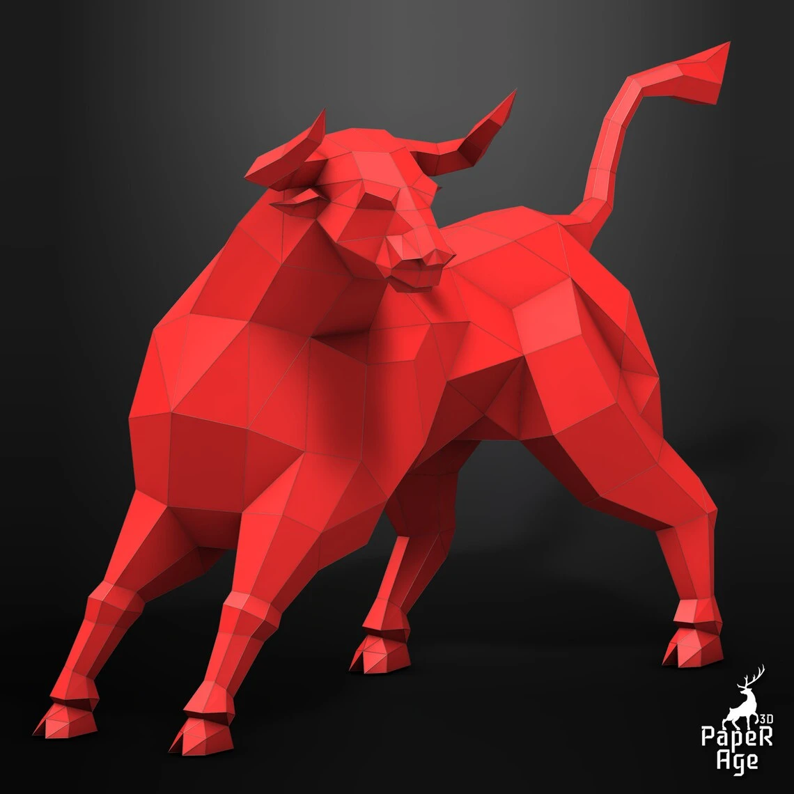 Bull, Papercraft, Pepakura, Lowpoly, Hard style, Low Polygon, 3D Papercraft, handmade, Paper Sculptures, DIY origami, Design, Decor, trophy