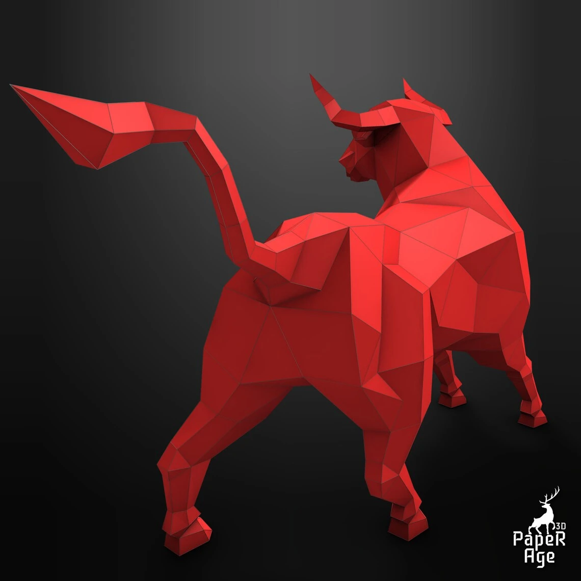 Bull, Papercraft, Pepakura, Lowpoly, Hard style, Low Polygon, 3D Papercraft, handmade, Paper Sculptures, DIY origami, Design, Decor, trophy