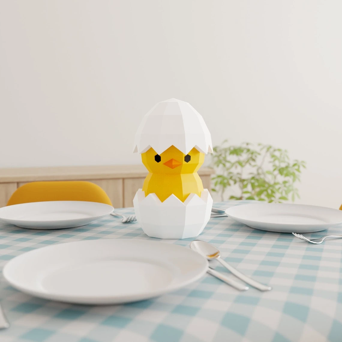 Chick in Egg Papercraft 3D DIY low poly paper crafts Easter decor model template