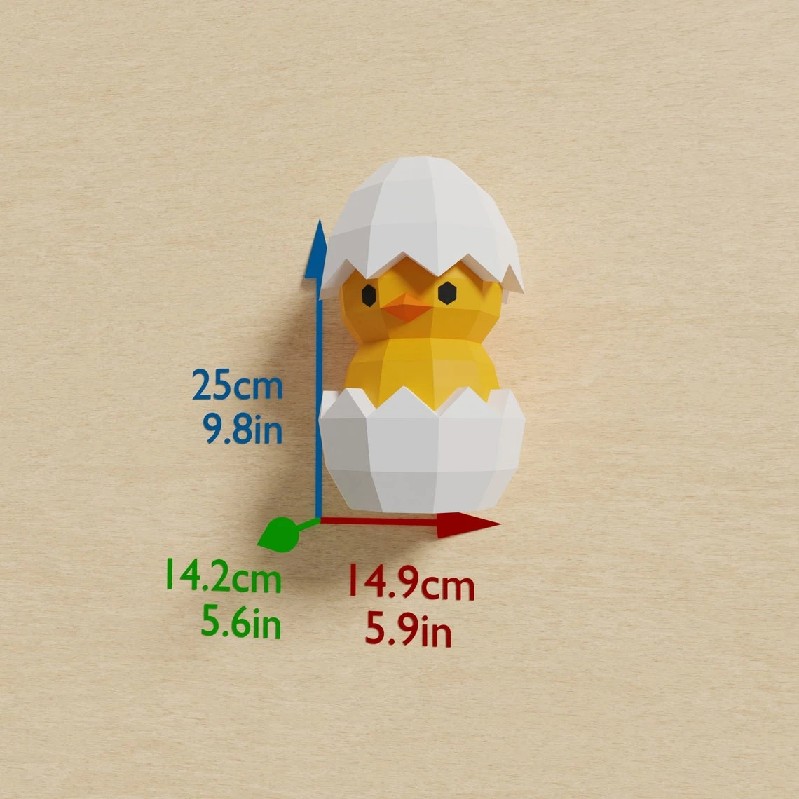 Chick in Egg Papercraft 3D DIY low poly paper crafts Easter decor model template