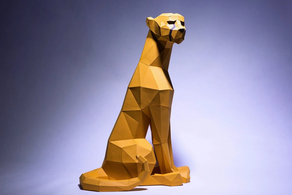 Cheetah Paper Craft, Digital Template, Origami, PDF Download DIY, Low Poly, Trophy, Sculpture, ModelCheetah Paper Craft, Digital Template, Origami, PDF Download DIY, Low Poly, Sculpture