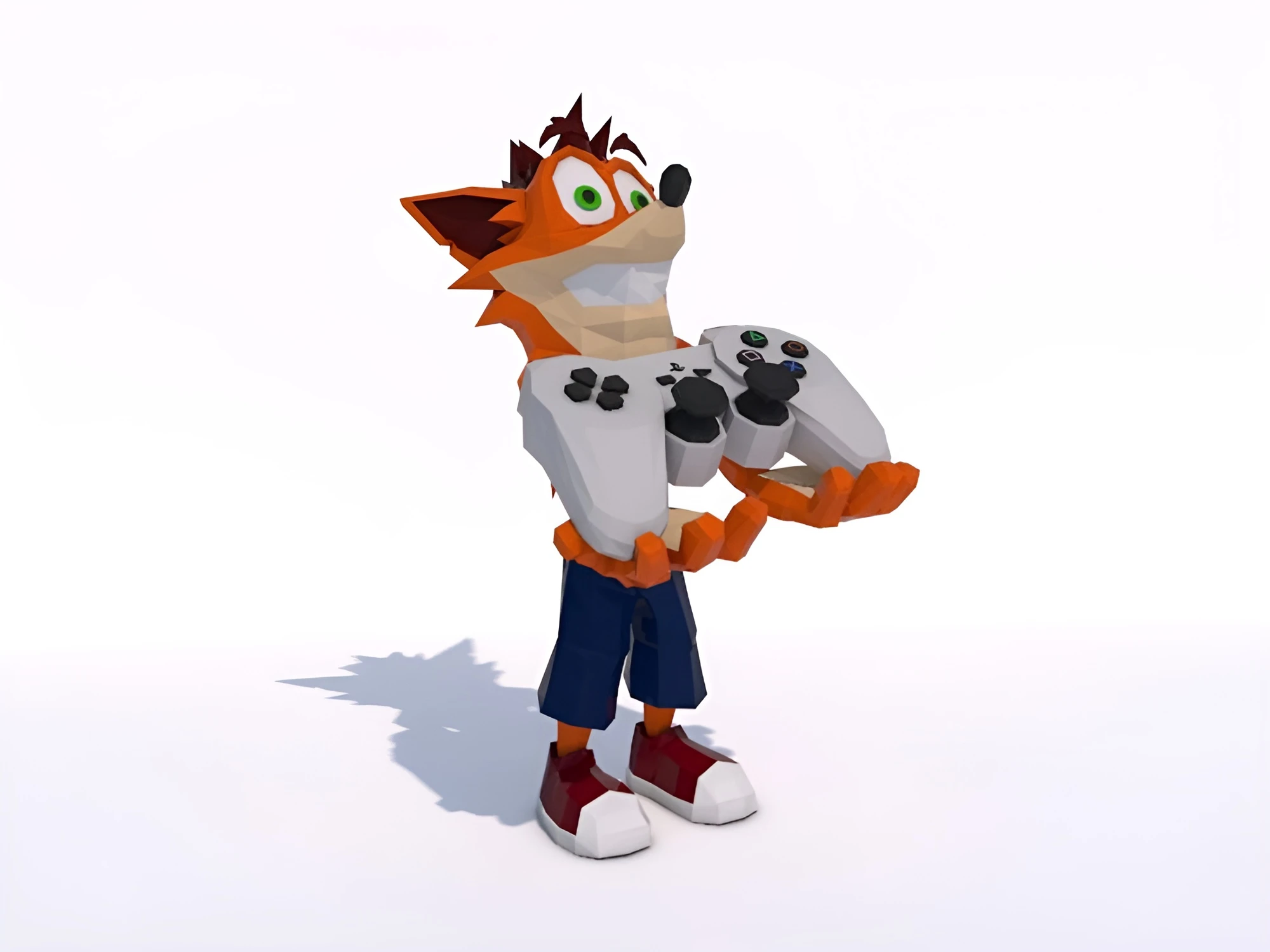 Crash Bandicoot with Controller, Crash hold Joystick, Crash Edición Especial Papercraft, PDF Template, DIY 3d Model, FanArt, Paper Sculpture, Low Poly, Pepakura Craft, Manualidad