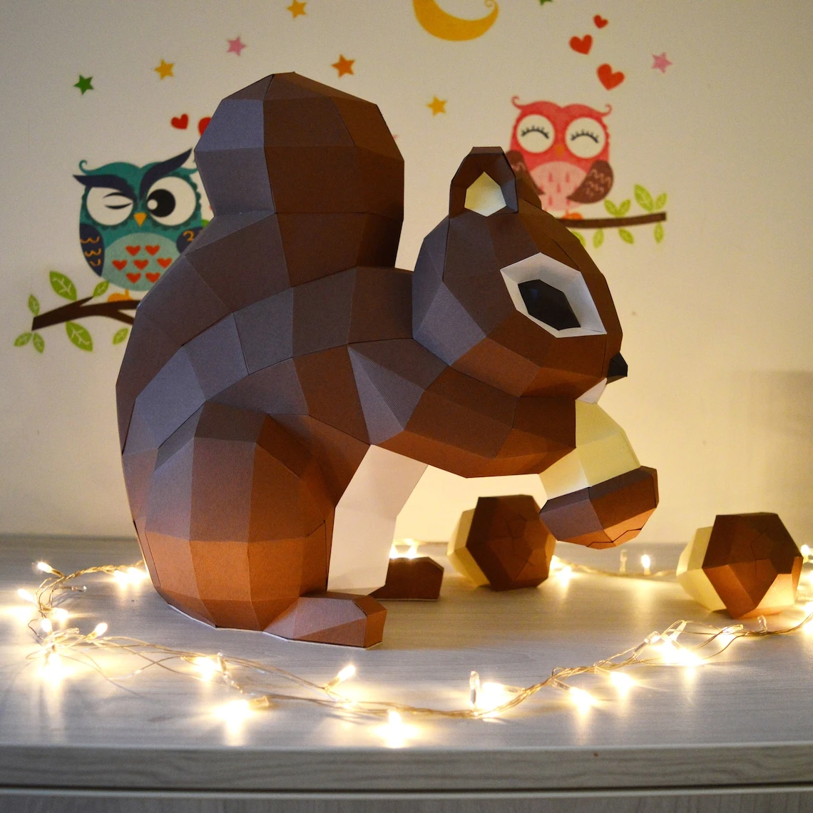 Squirrel Papercraft 3D DIY low poly paper crafts home decor model template