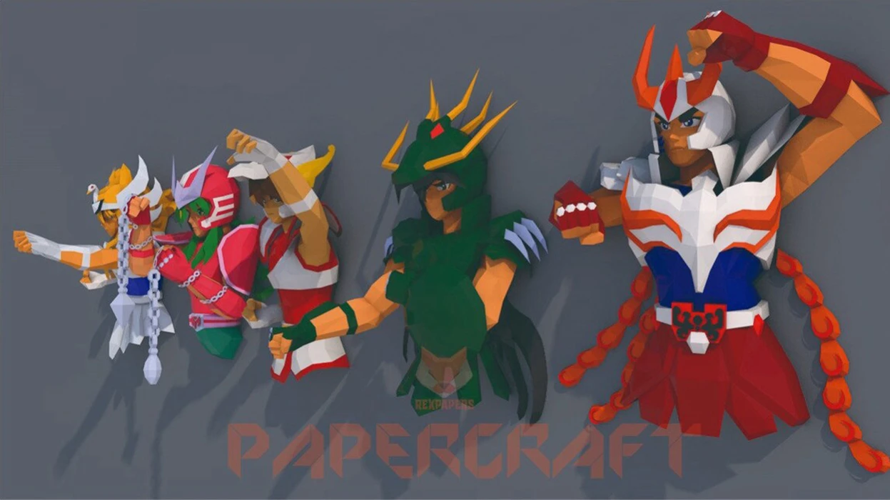 Phoenix Ikki Seiya, Saint Seiya Papercraft, PDF Template, DIY 3d Model, FanArt, Paper Sculpture, Low Poly, Pepakura Craft, Manualidad