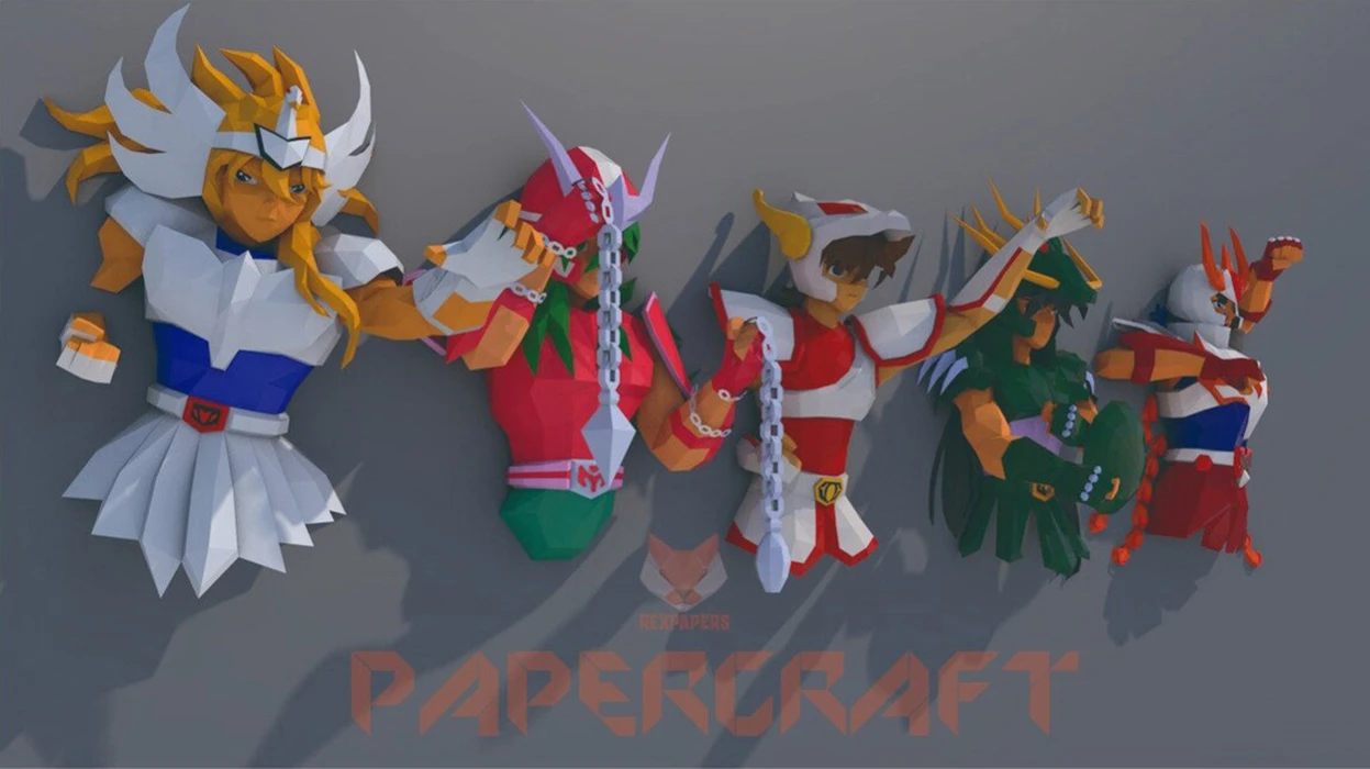 Phoenix Ikki Seiya, Saint Seiya Papercraft, PDF Template, DIY 3d Model, FanArt, Paper Sculpture, Low Poly, Pepakura Craft, Manualidad