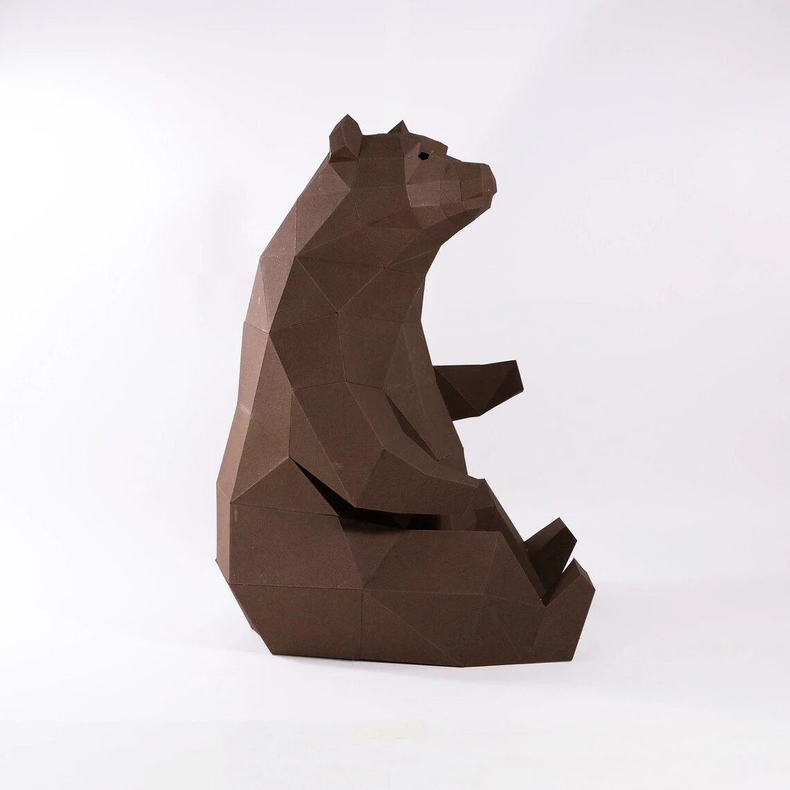 Bear Sit Paper Craft, Digital Template, Origami, PDF Download DIY, Low Poly, Trophy, Sculpture, 3D Model