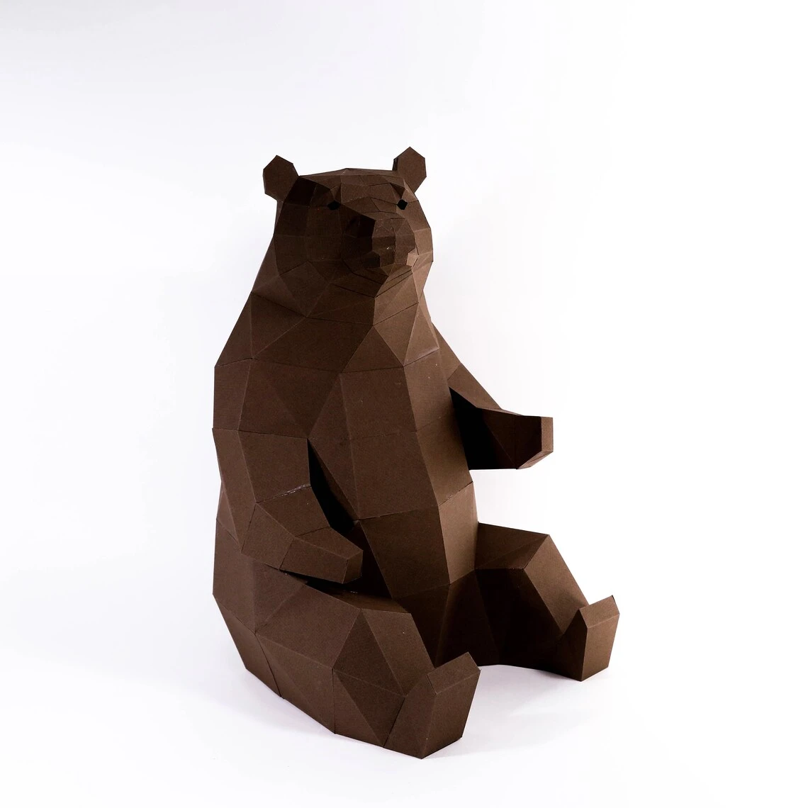 Bear Sit Paper Craft, Digital Template, Origami, PDF Download DIY, Low Poly, Trophy, Sculpture, 3D Model