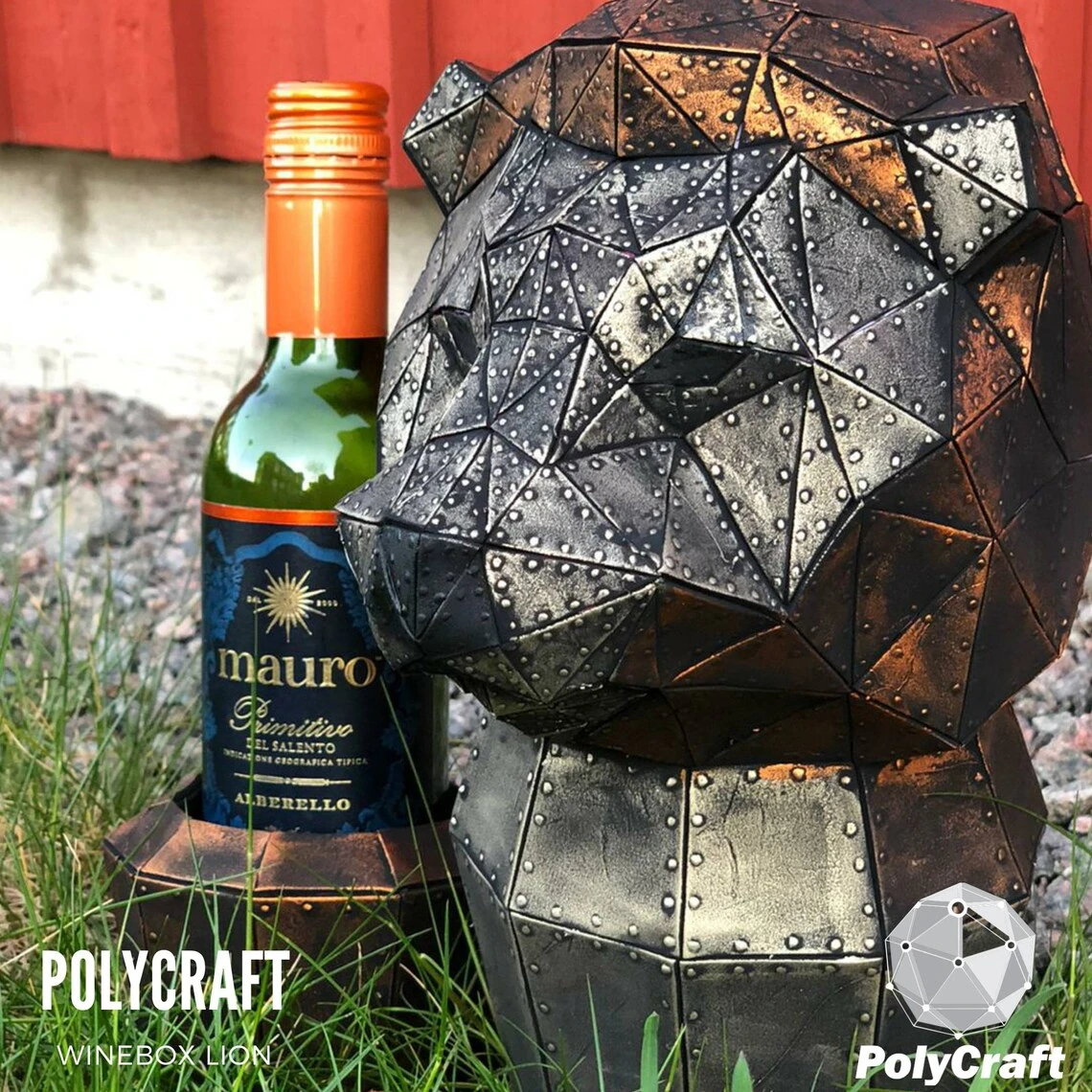 Papercraft Lion, Gift Box For Wine, PDF Template,DIY, Pepakura lion, Paper Sculpture, Home Gift Box, Pepakura, Handmade, Vinera leon, tigre