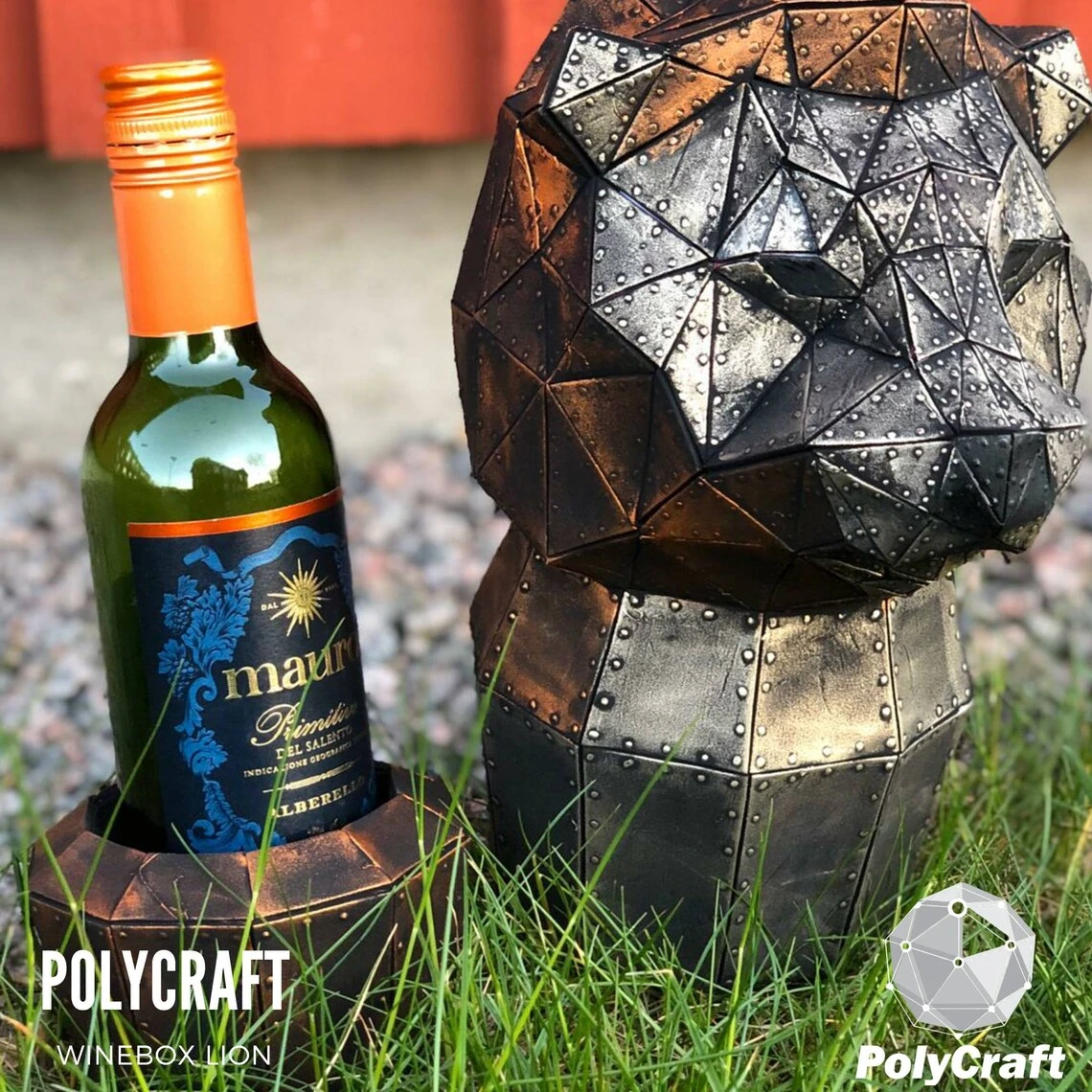 Papercraft Lion, Gift Box For Wine, PDF Template,DIY, Pepakura lion, Paper Sculpture, Home Gift Box, Pepakura, Handmade, Vinera leon, tigre