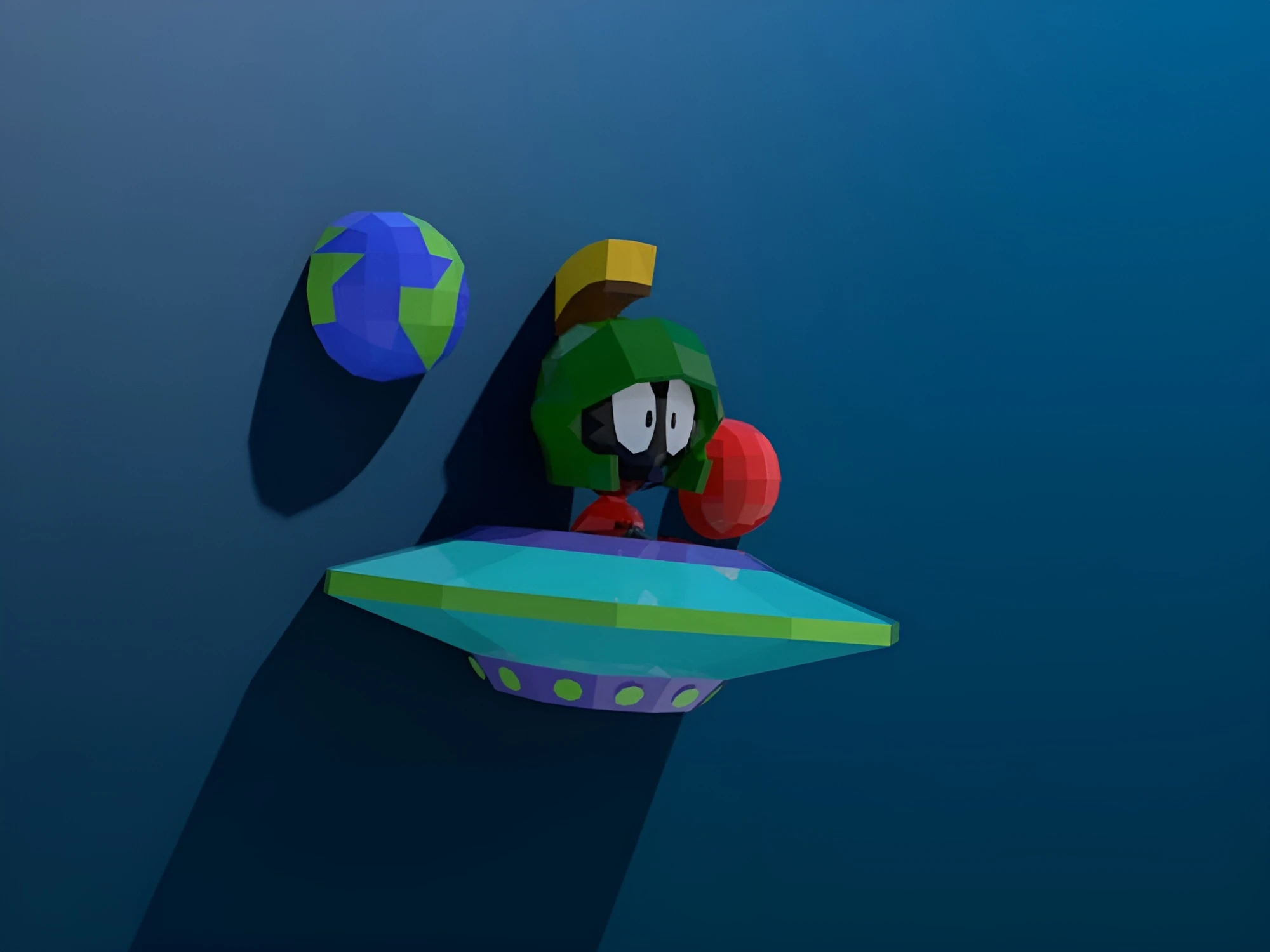 Marvin the Martian, Looney Tunes, Merrie Melodies Papercraft, PDF Template, DIY 3d Model, FanArt, Paper Sculpture, Low Poly, Pepakura Craft, Manualidad