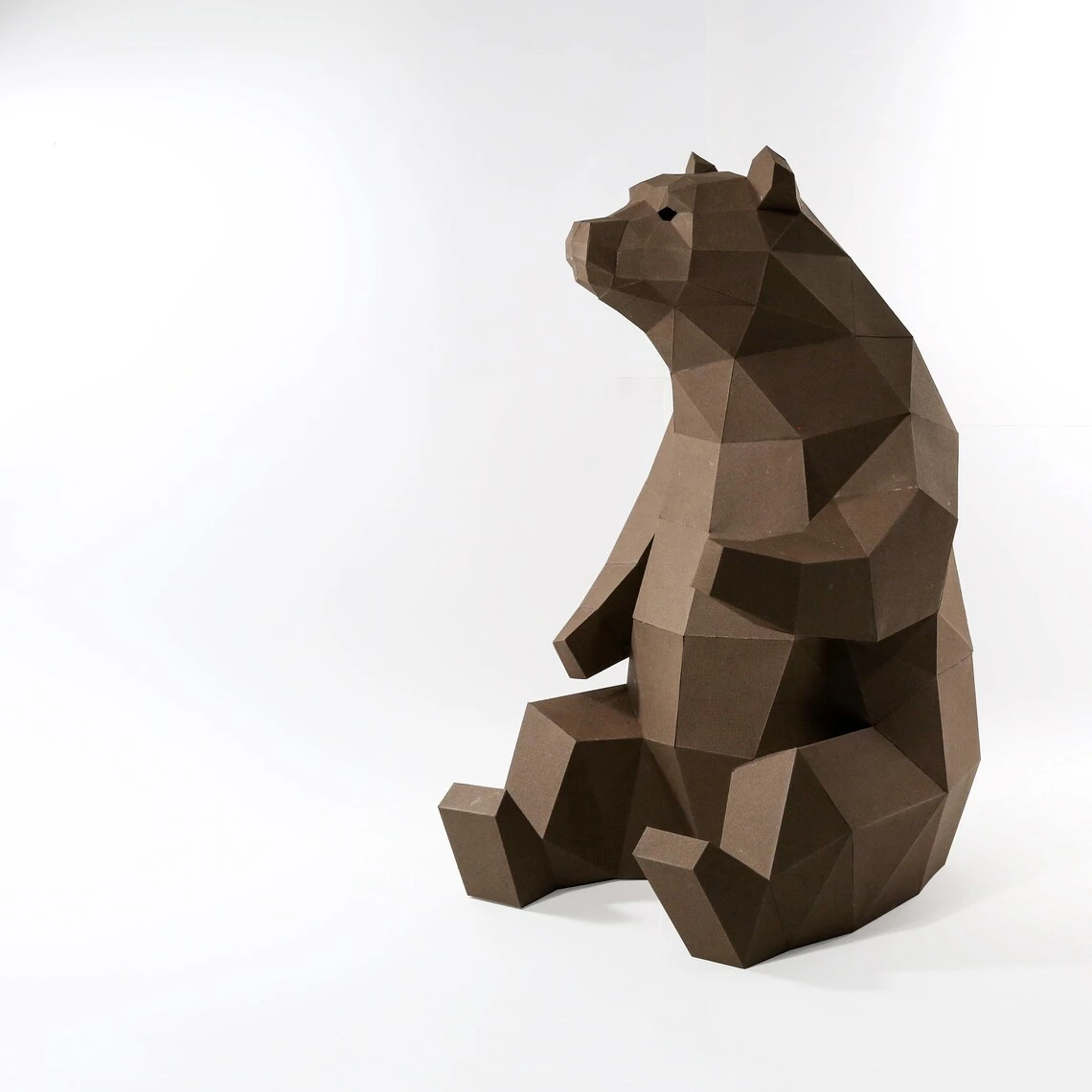 Bear Sit Paper Craft, Digital Template, Origami, PDF Download DIY, Low Poly, Trophy, Sculpture, 3D Model