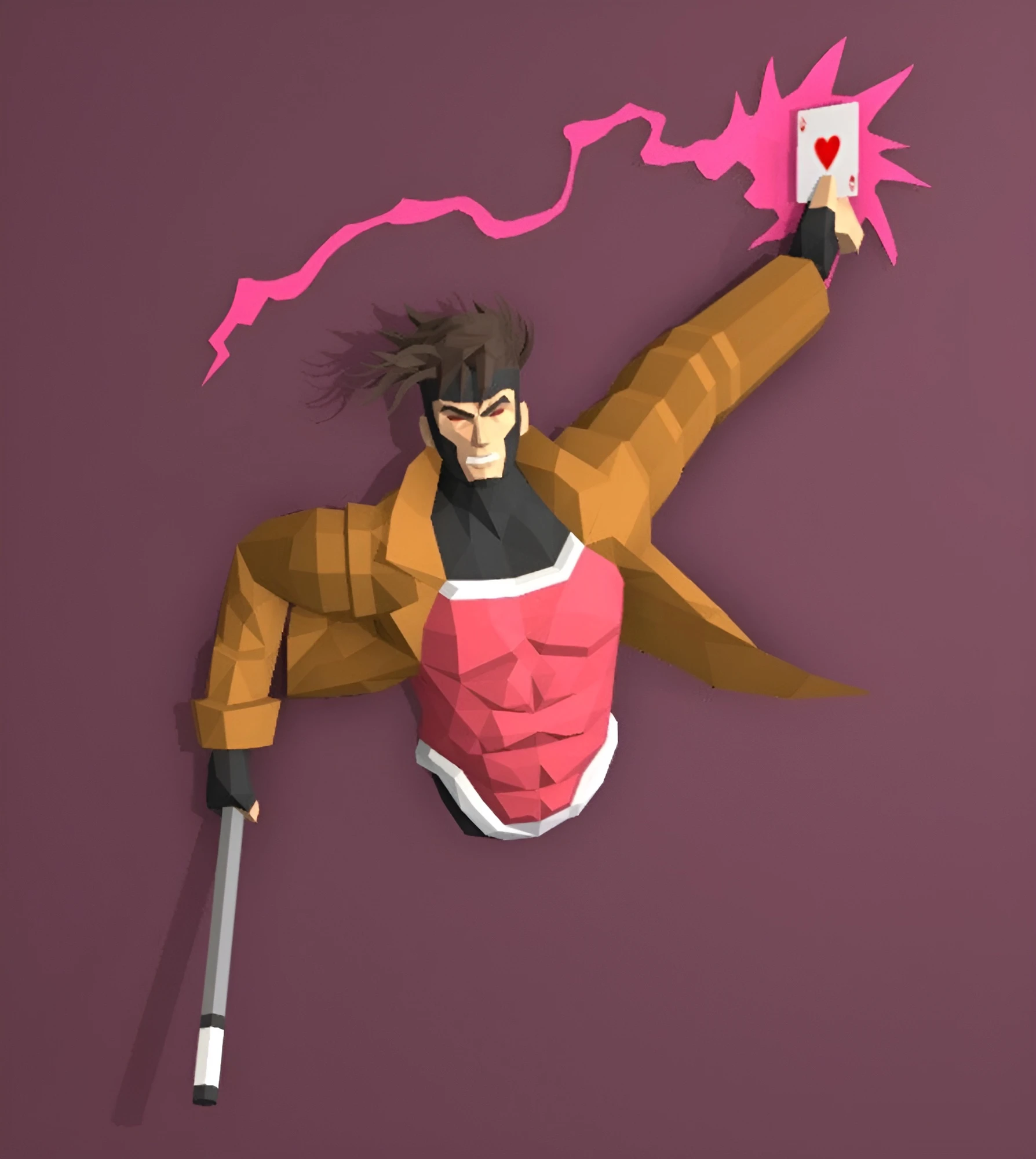 Gambit, X-men Papercraft, PDF Template, DIY 3d Model, FanArt, Paper Sculpture, Low Poly, Pepakura Craft, Manualidad