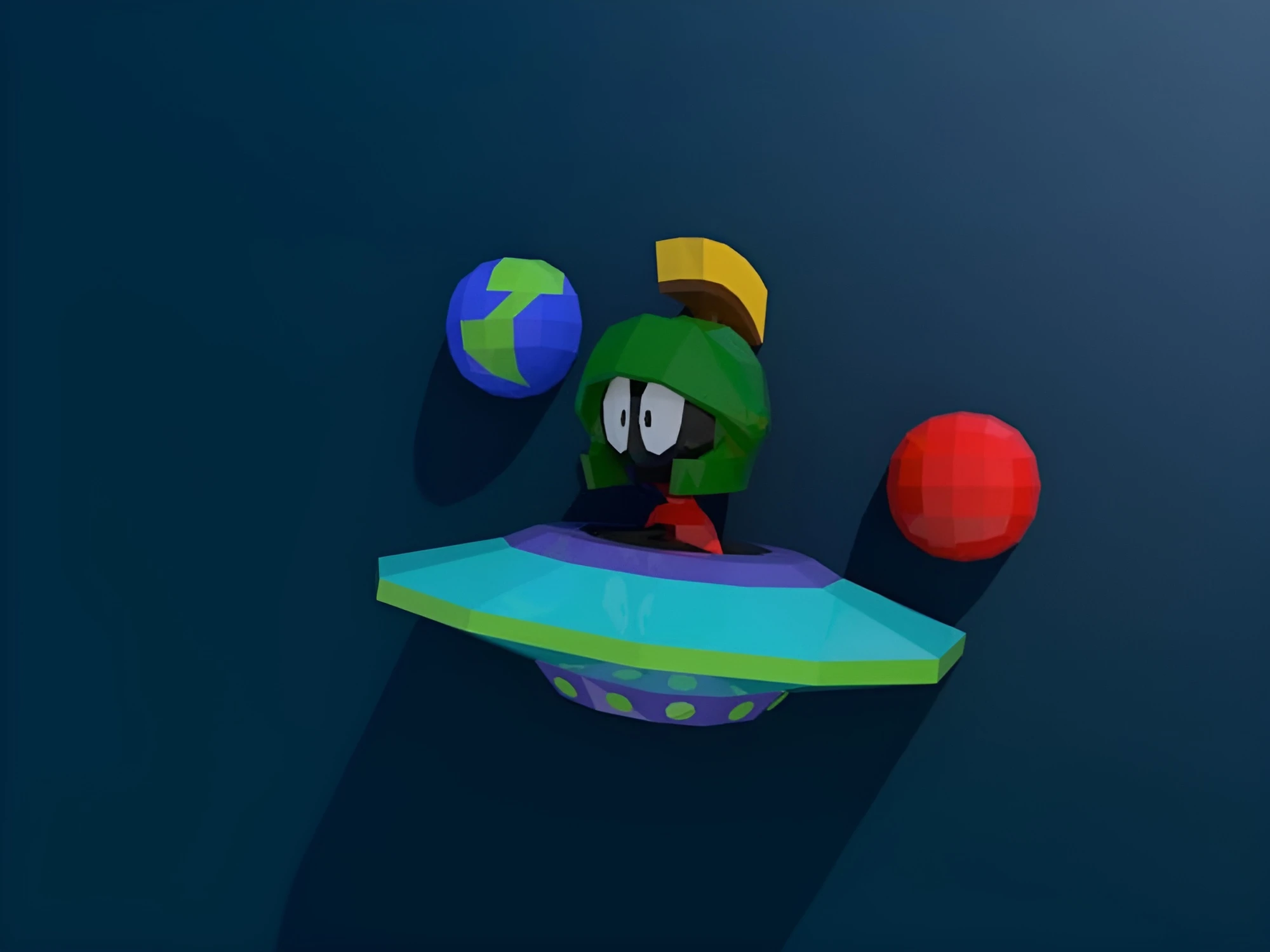 Marvin the Martian, Looney Tunes, Merrie Melodies Papercraft, PDF Template, DIY 3d Model, FanArt, Paper Sculpture, Low Poly, Pepakura Craft, Manualidad